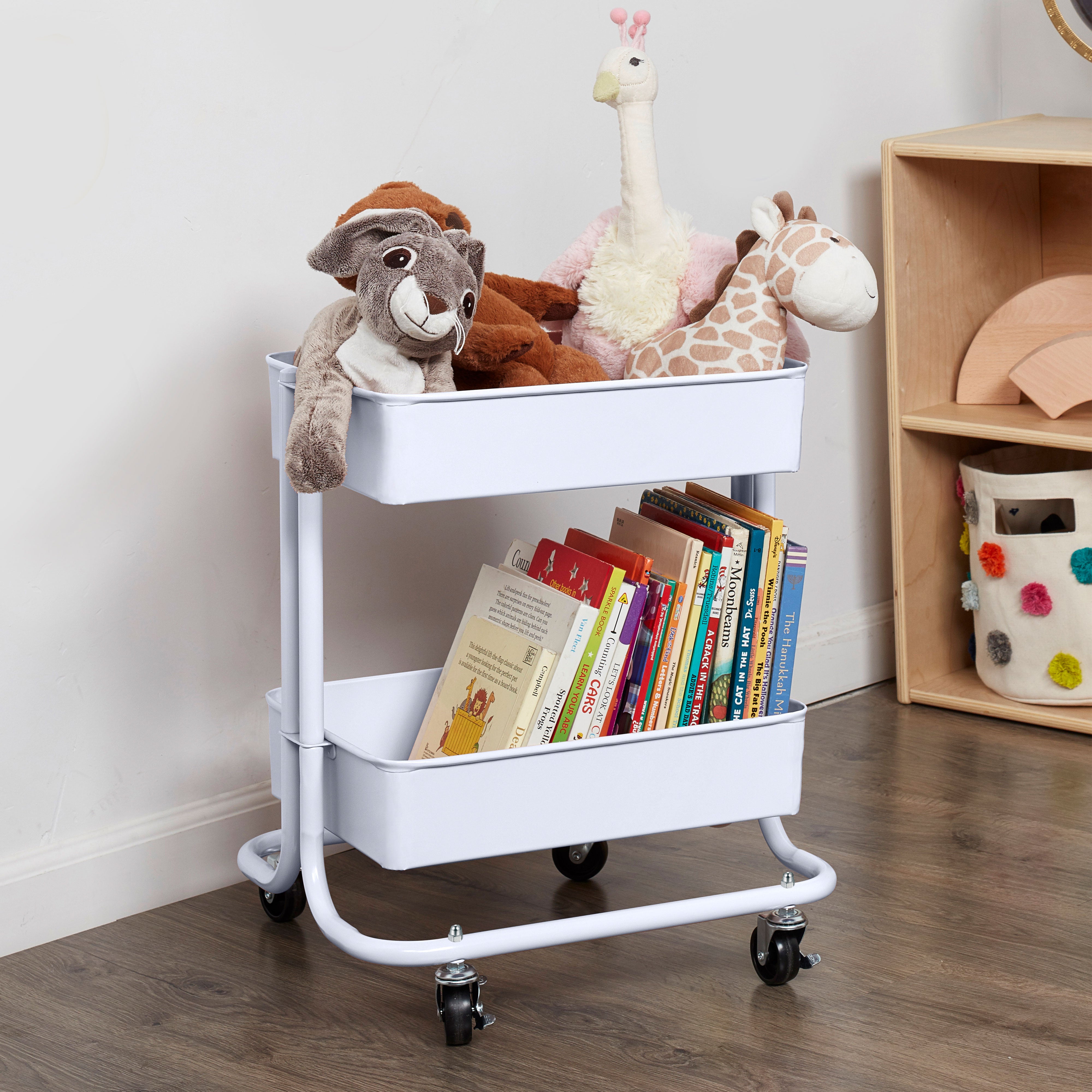 2-Tier Metal Rolling Utility Cart