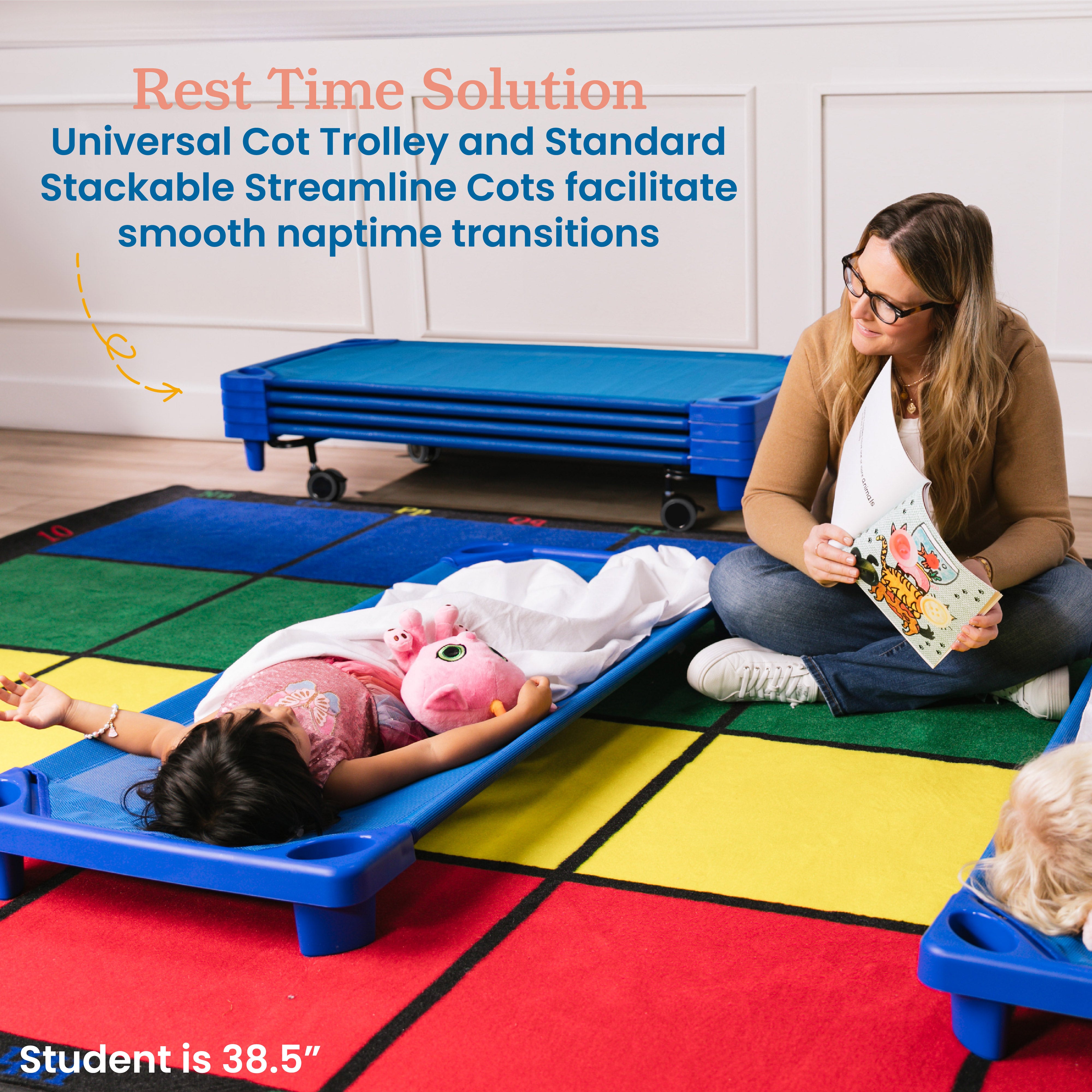 Stackable Kiddie Cots with Trolley, RTA, Standard, 6-Pack