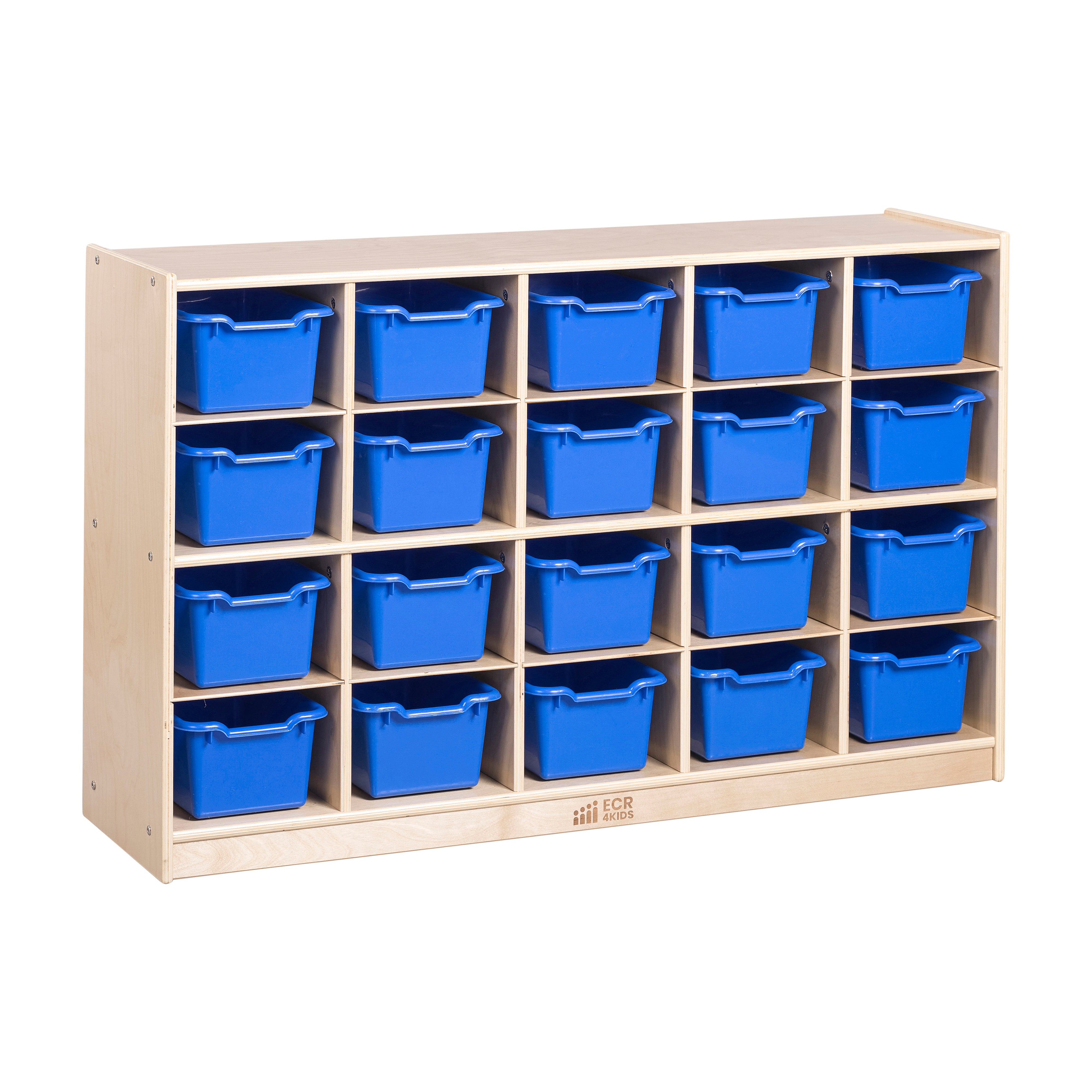 20 Cubby Tray Cabinet with Scoop Front Storage Bins, Classroom Furniture