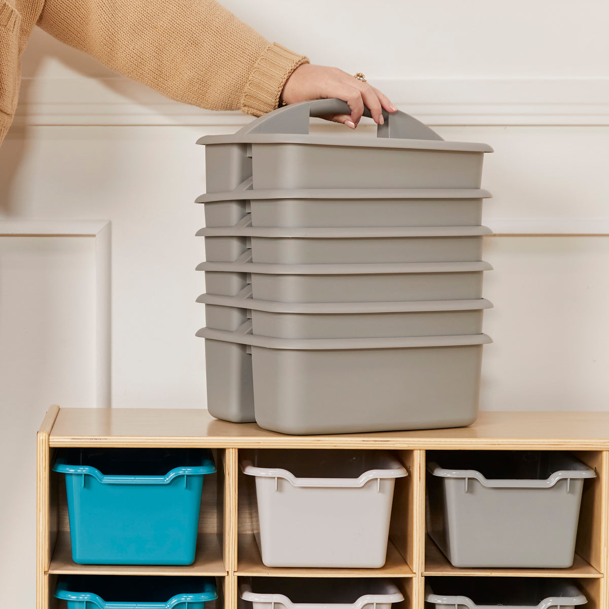 2-Compartment Large Plastic Caddy, 6-Pack