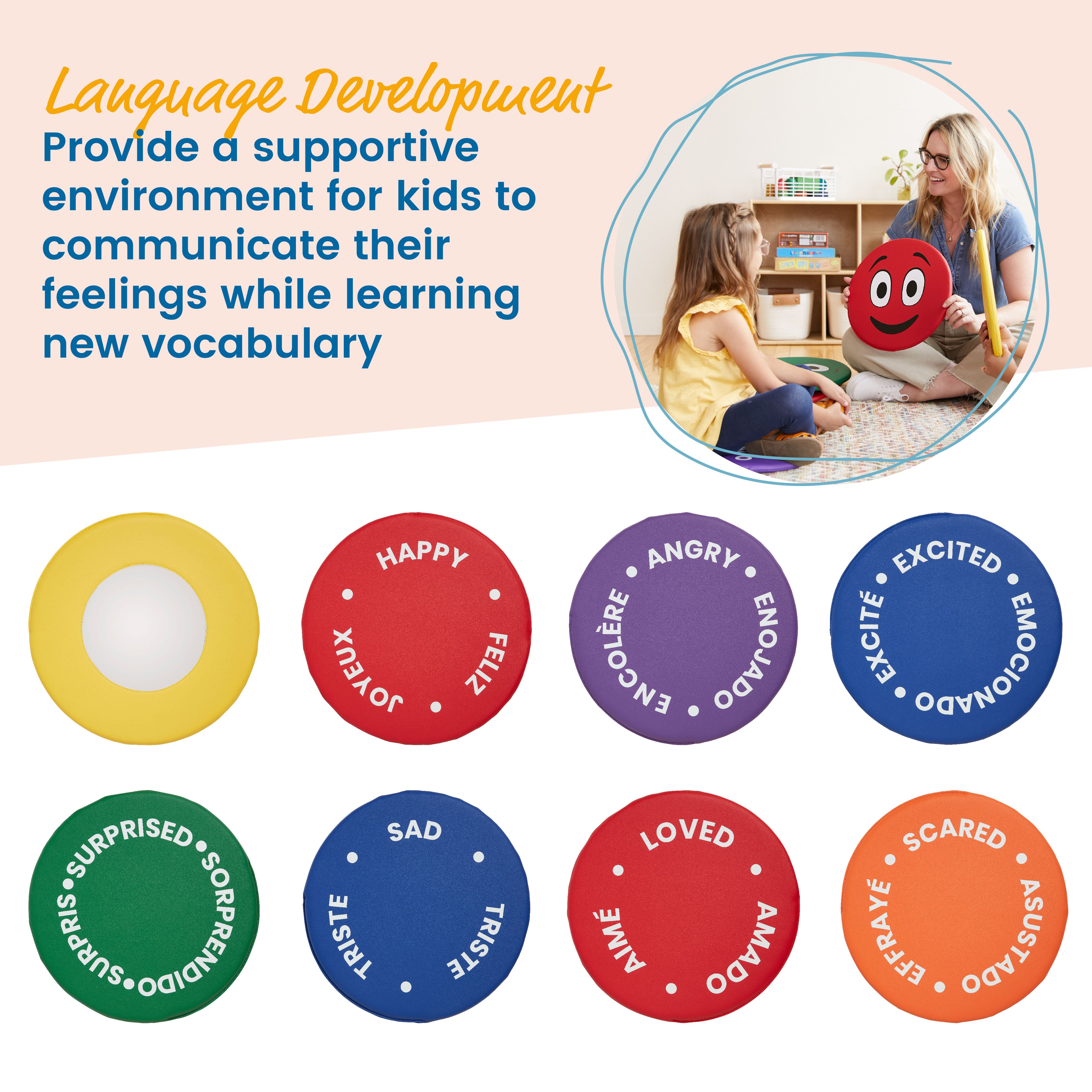 Emotion Pads with Mirror, Trilingual, 8-Piece