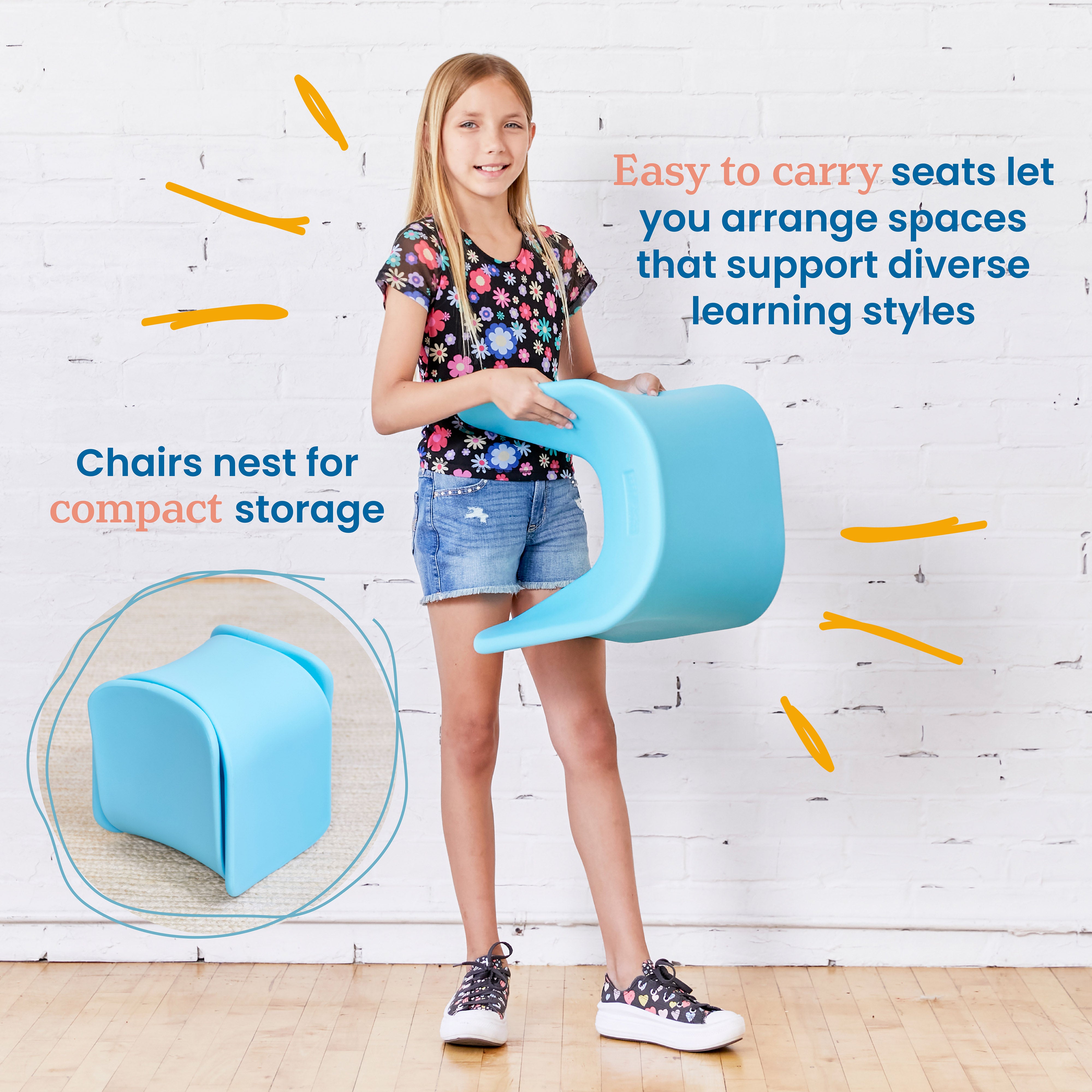 Wave Seat, 14in - 15.1in Seat Height, 2-Pack