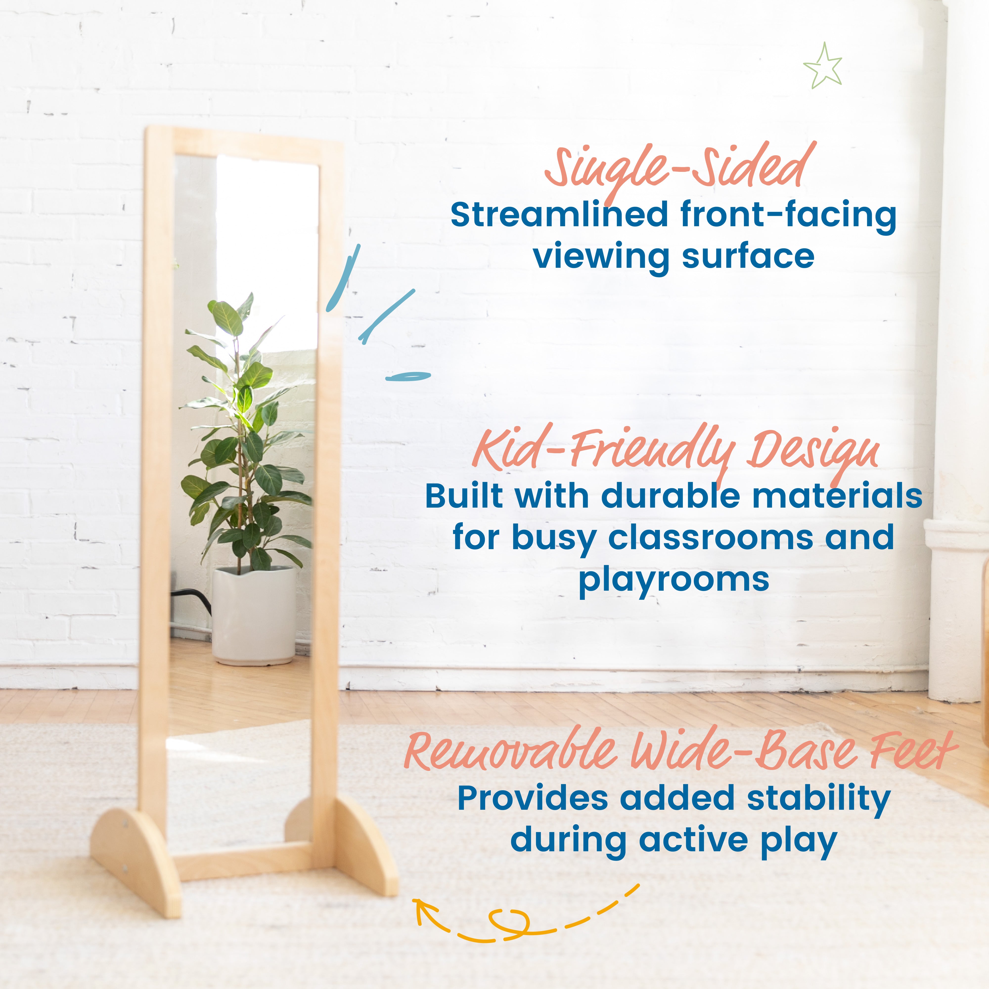 Wooden Single-Sided Bi-Directional Mirror