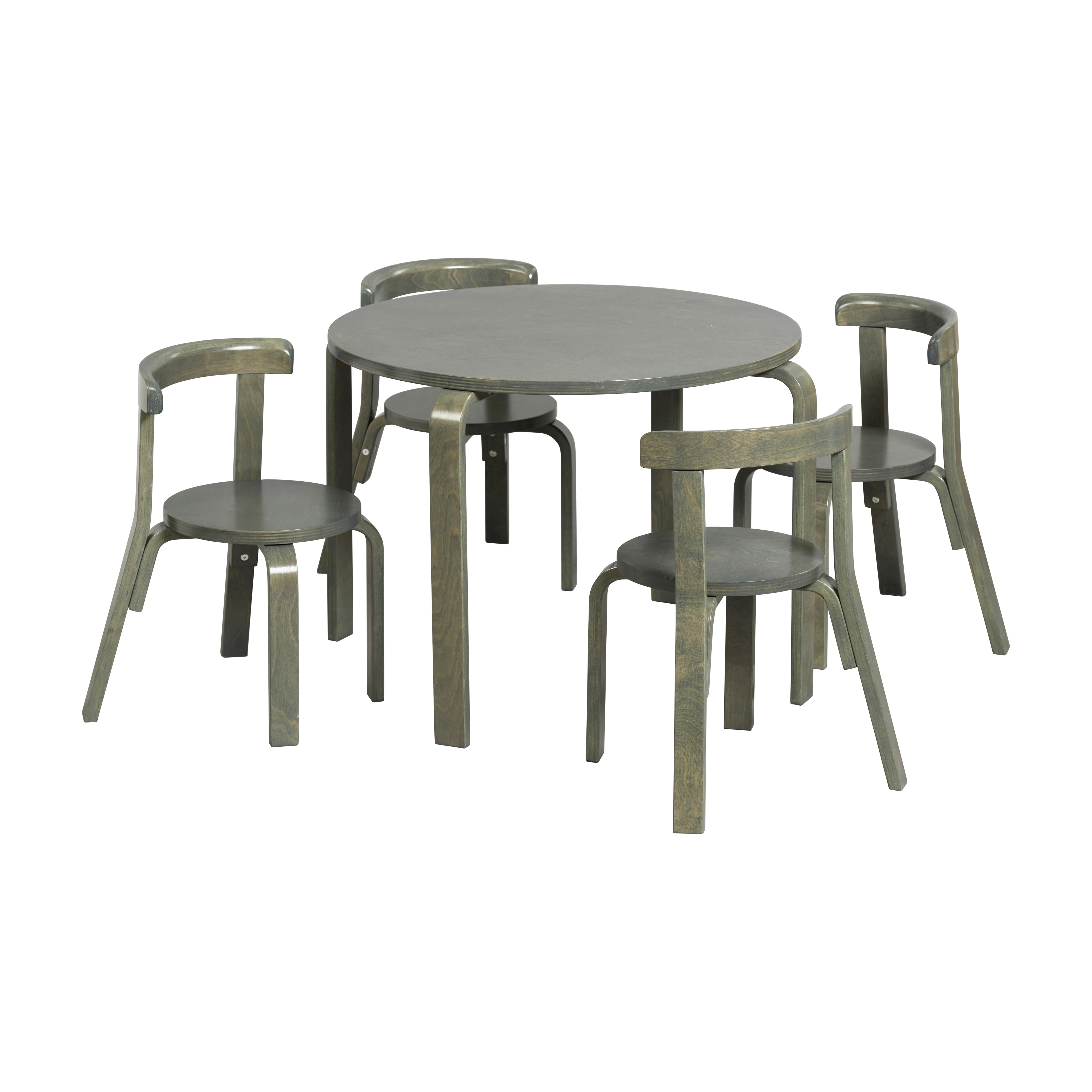 Bentwood Table and Curved Back Chair Set, 5-Piece