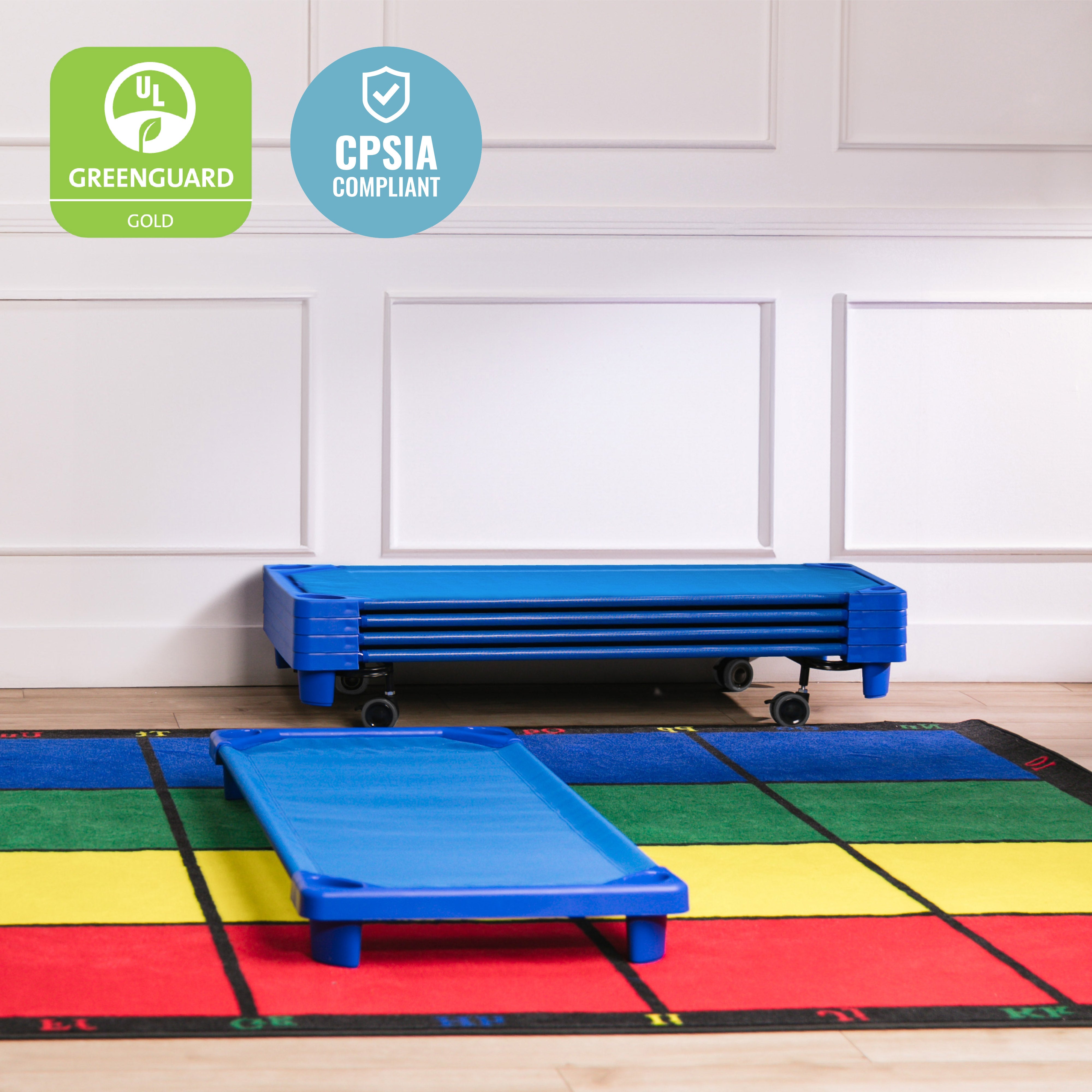 Stackable Kiddie Cots with Trolley, RTA, Standard, 6-Pack