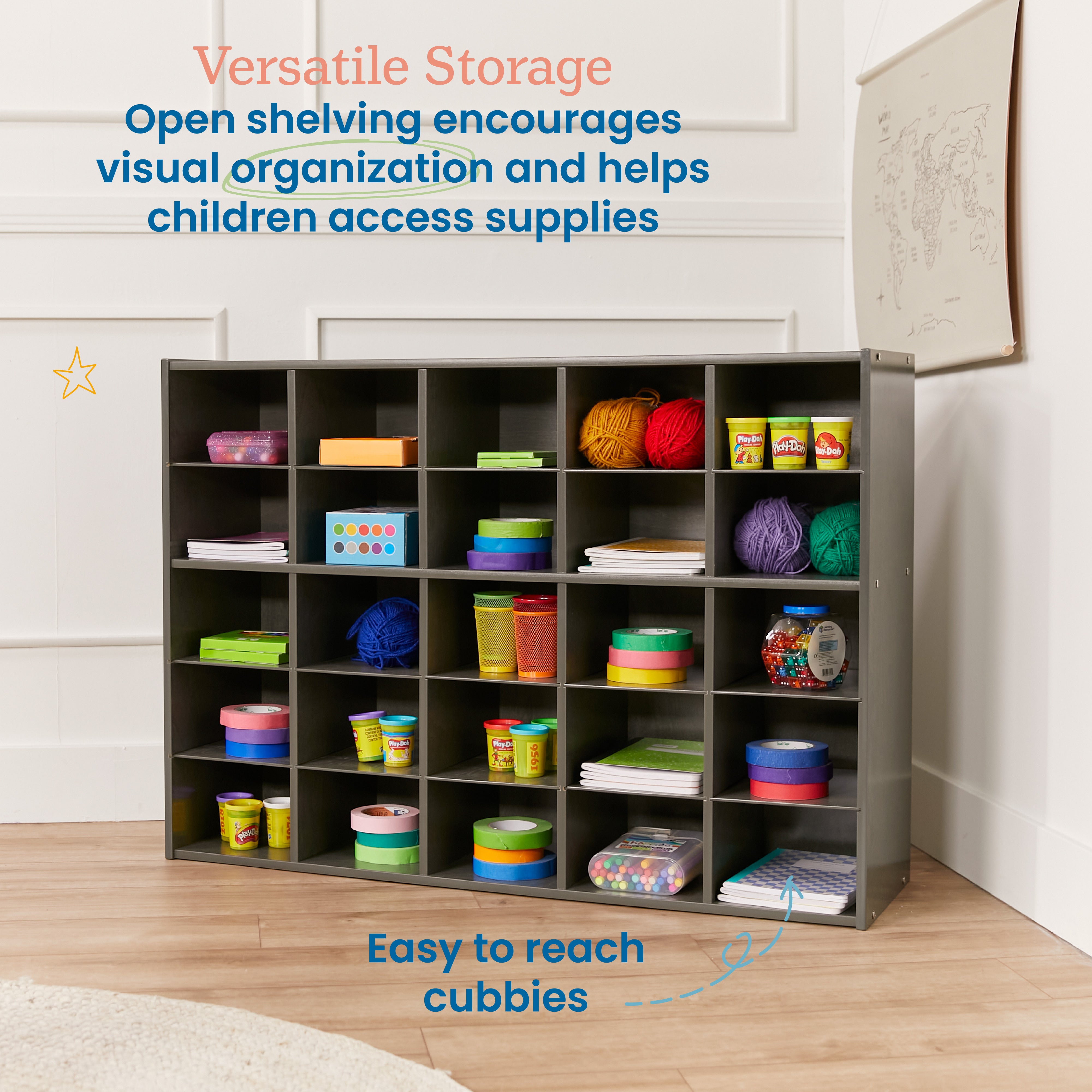 Streamline 25 Cubby Tray Storage Cabinet, 5x5