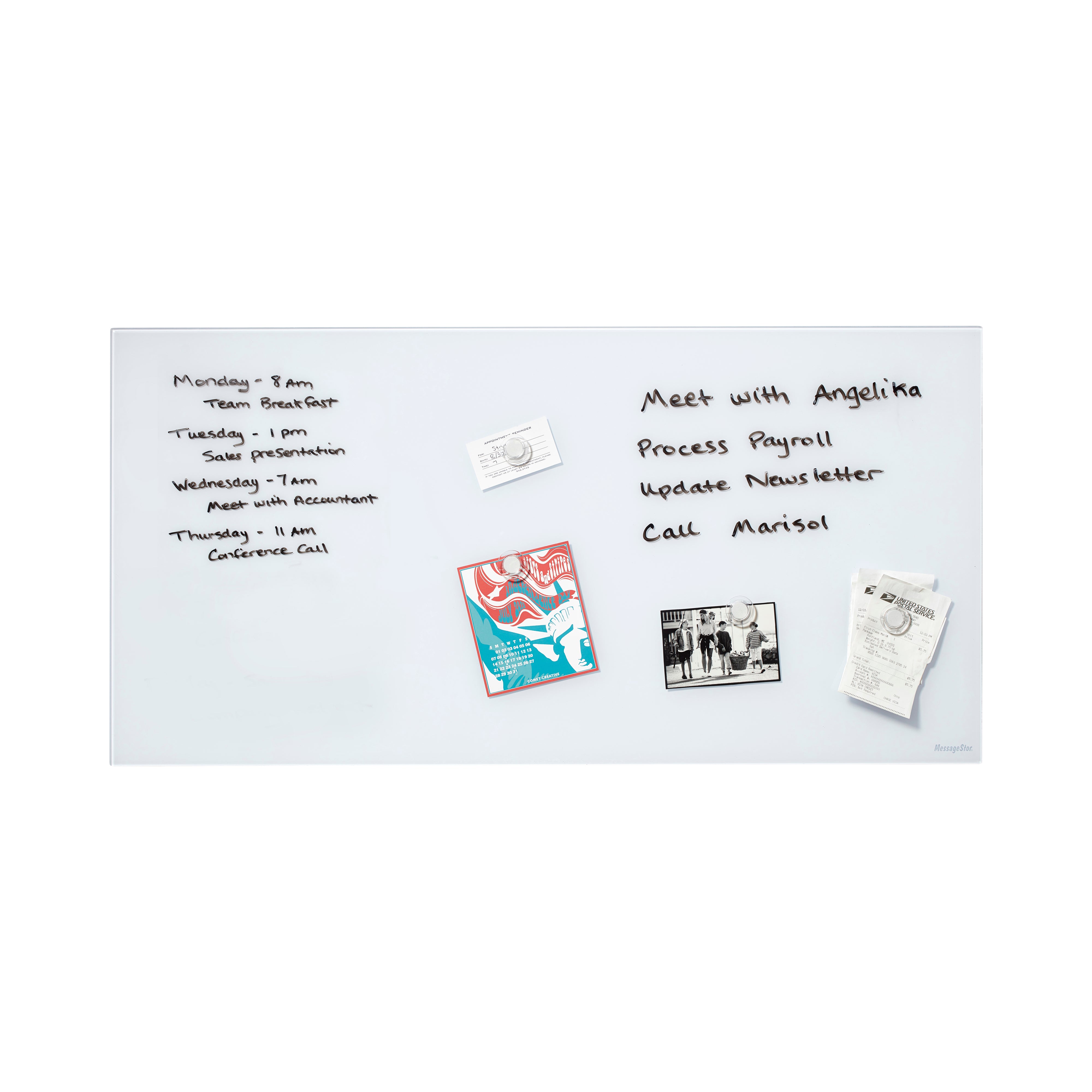 MessageStor Magnetic Dry-Erase Glass Board with Magnets, 18in x 36in