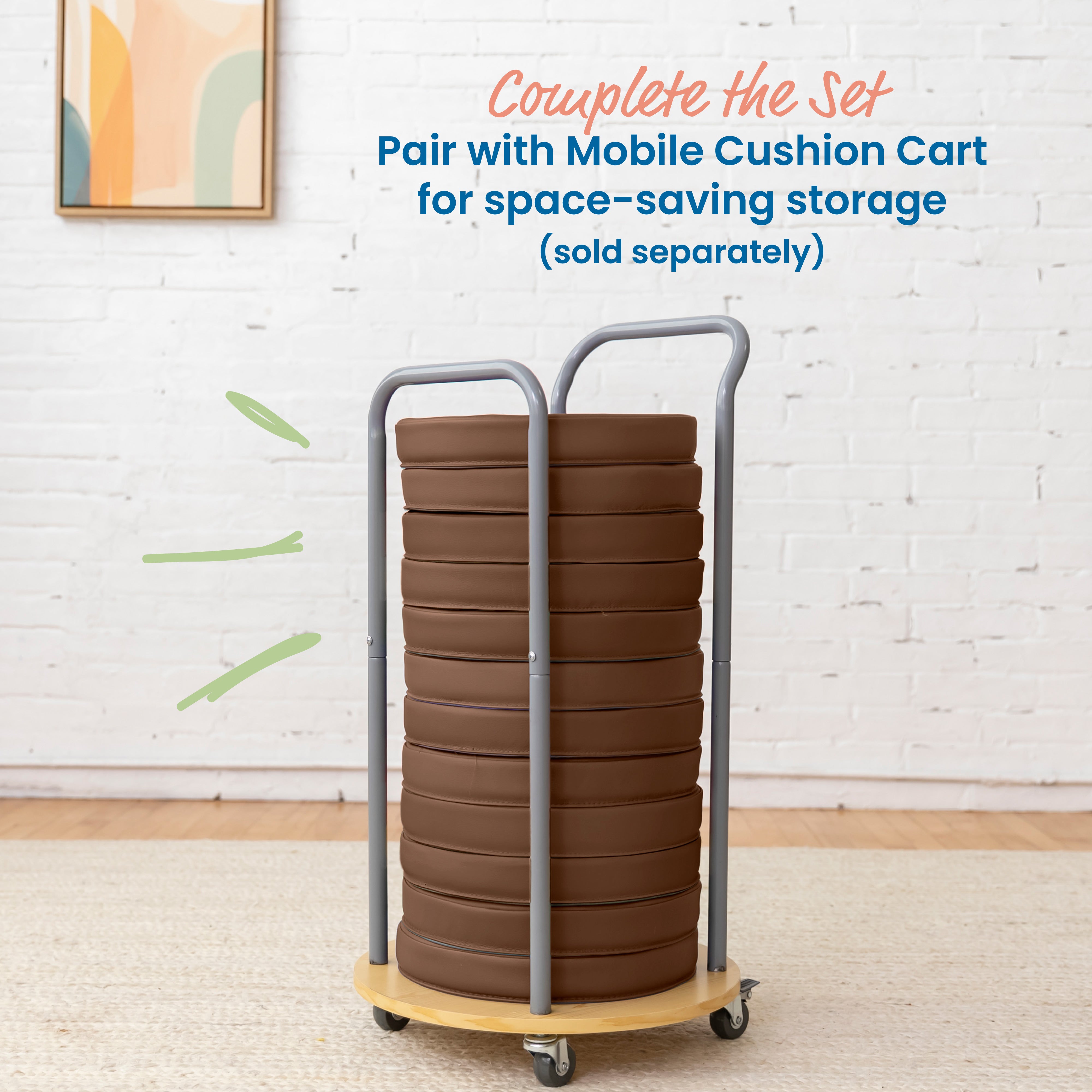 Floor Cushions, Round, 6-Piece