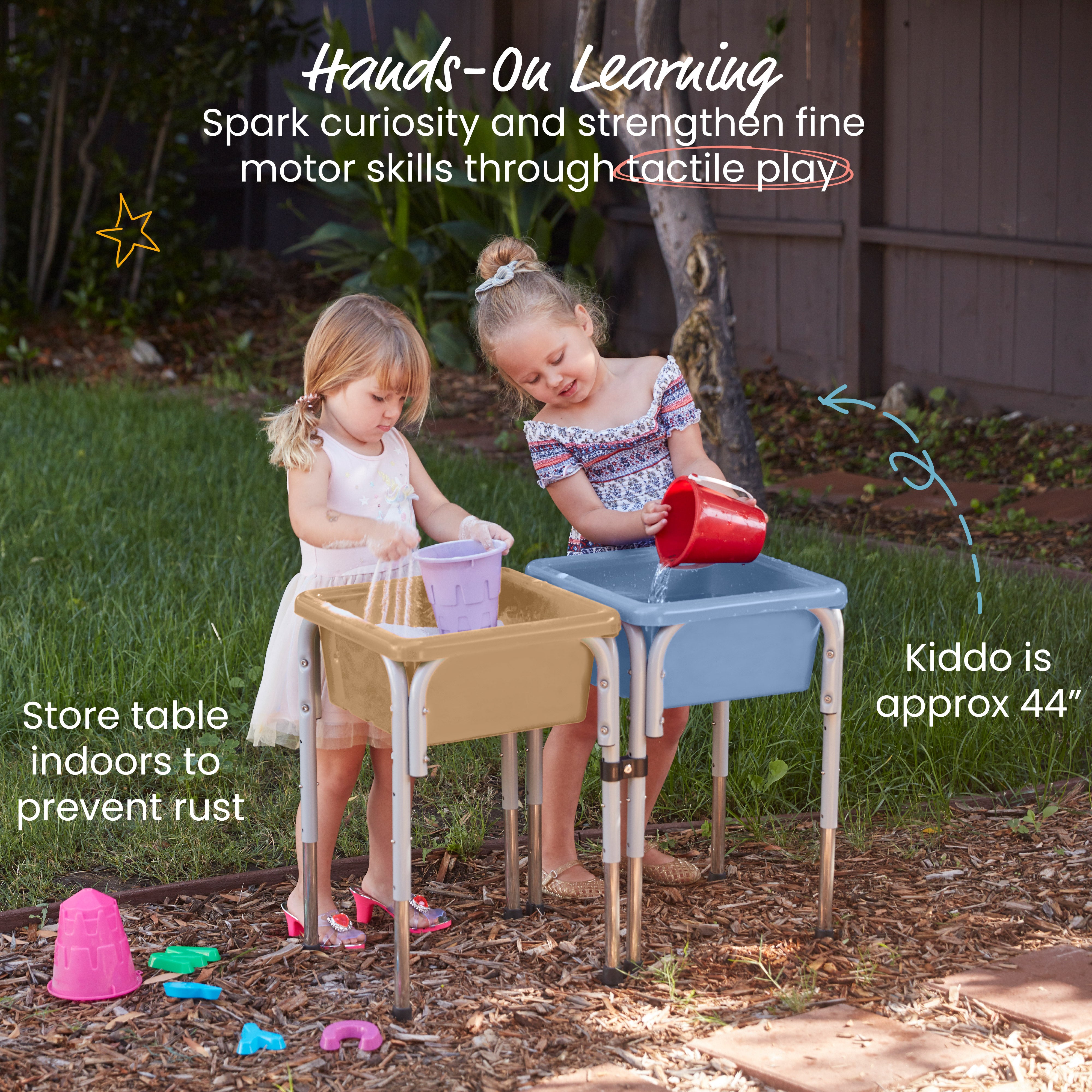2-Station Sand and Water Adjustable Play Table, Sensory Bins