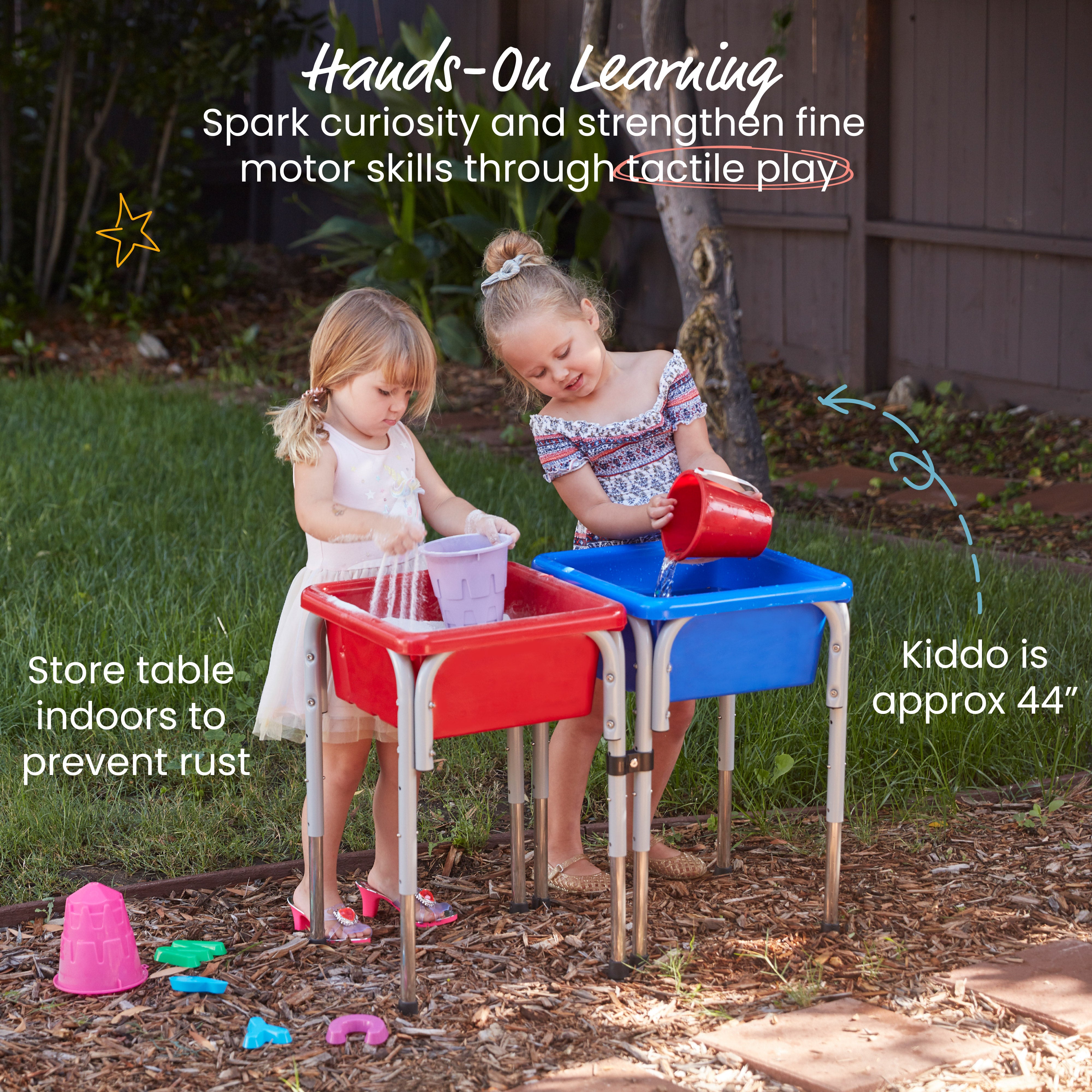 2-Station Sand and Water Adjustable Play Table, Sensory Bins