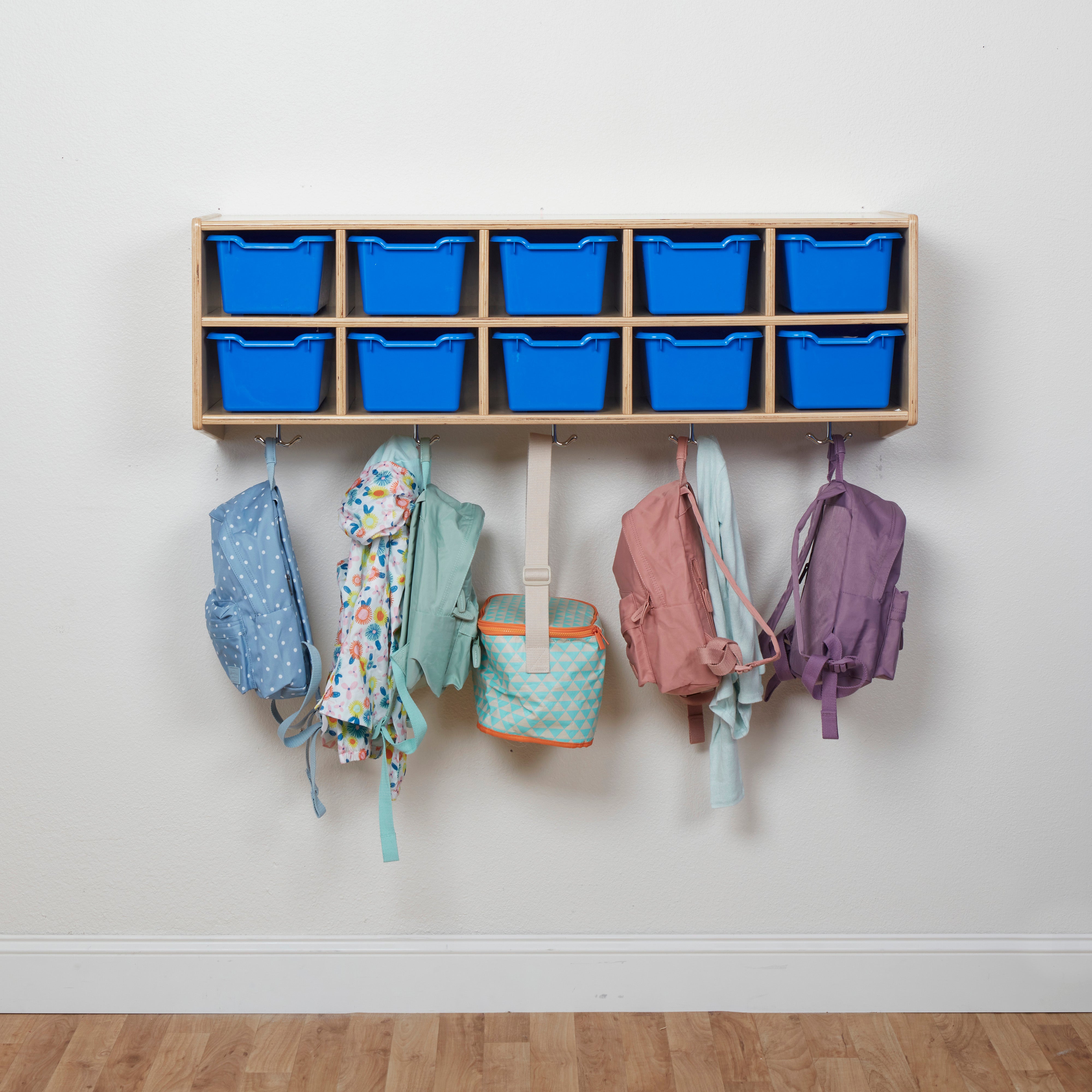 Streamline 10-Section Hanging Coat Locker with Scoop Front Storage Bins