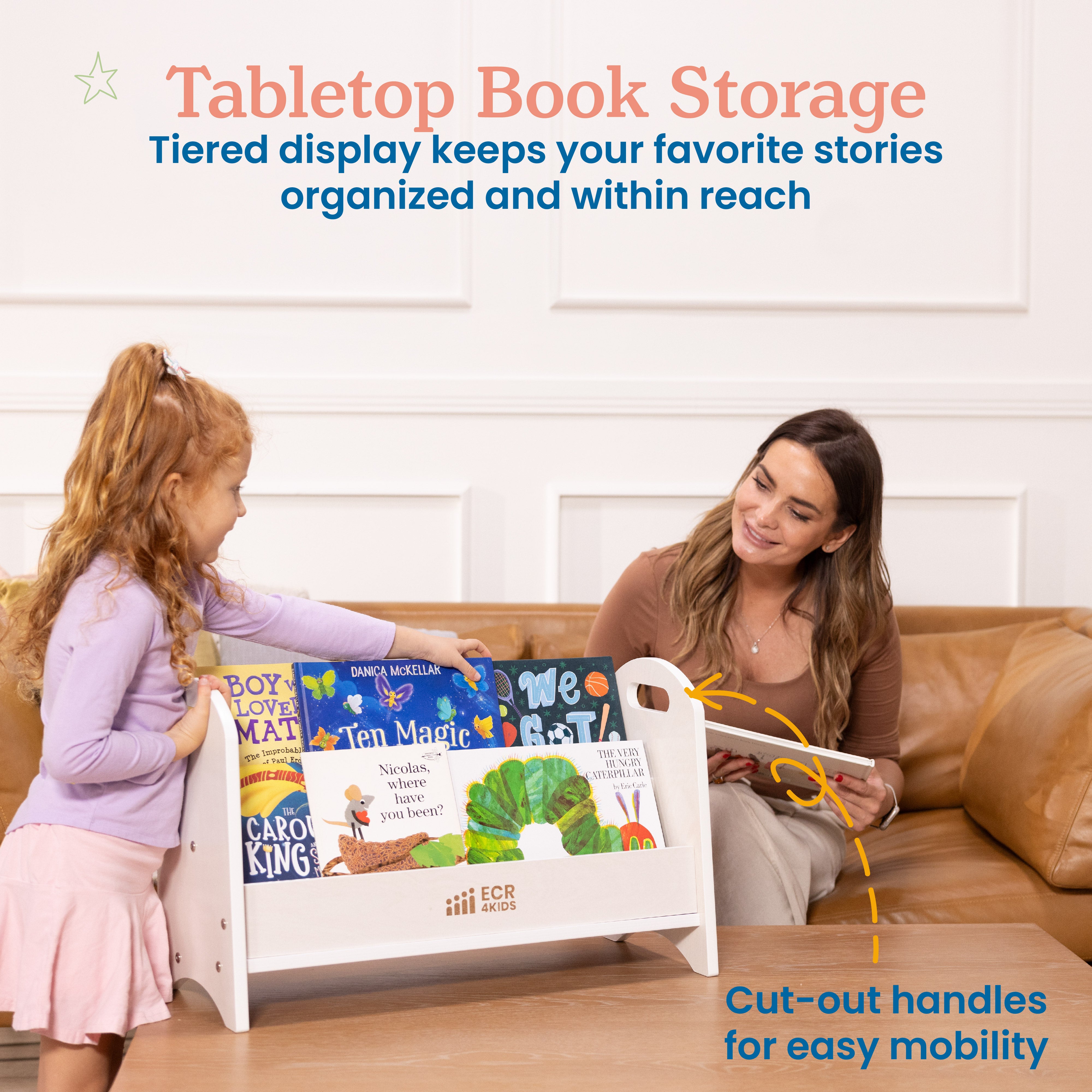 2-Shelf Tabletop Book Display with Handles