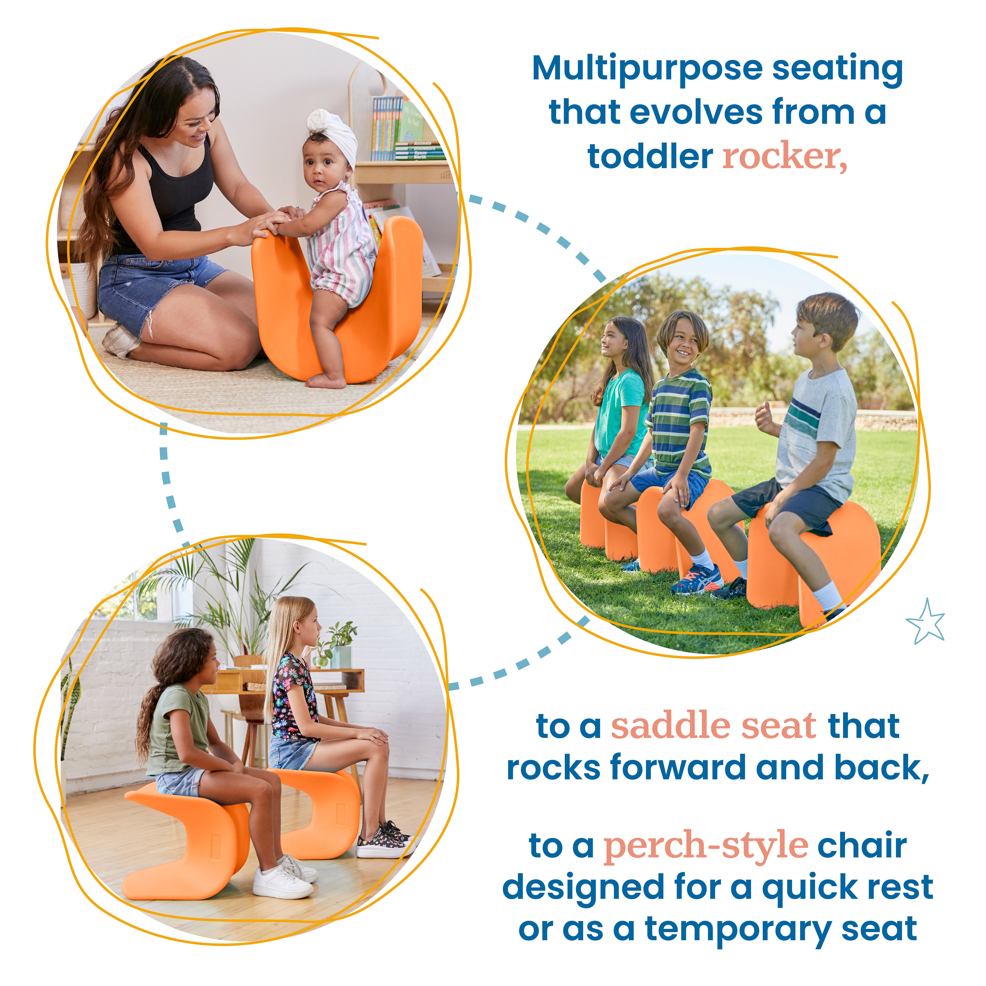 Wave Seat, 14in - 15.1in Seat Height, 2-Pack