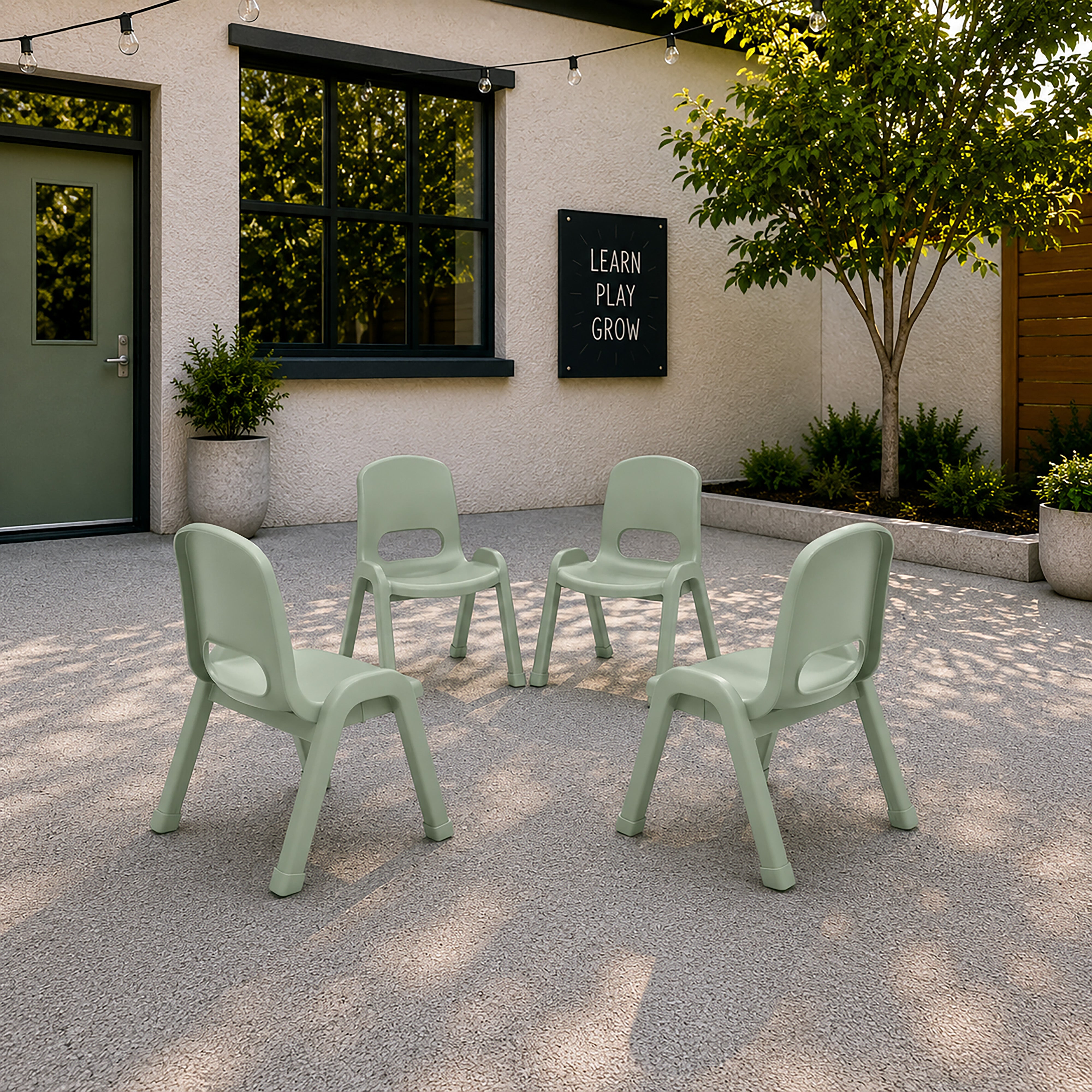 SitRight Plastic Stackable Chair, 11in Seat Height, 4-Pack