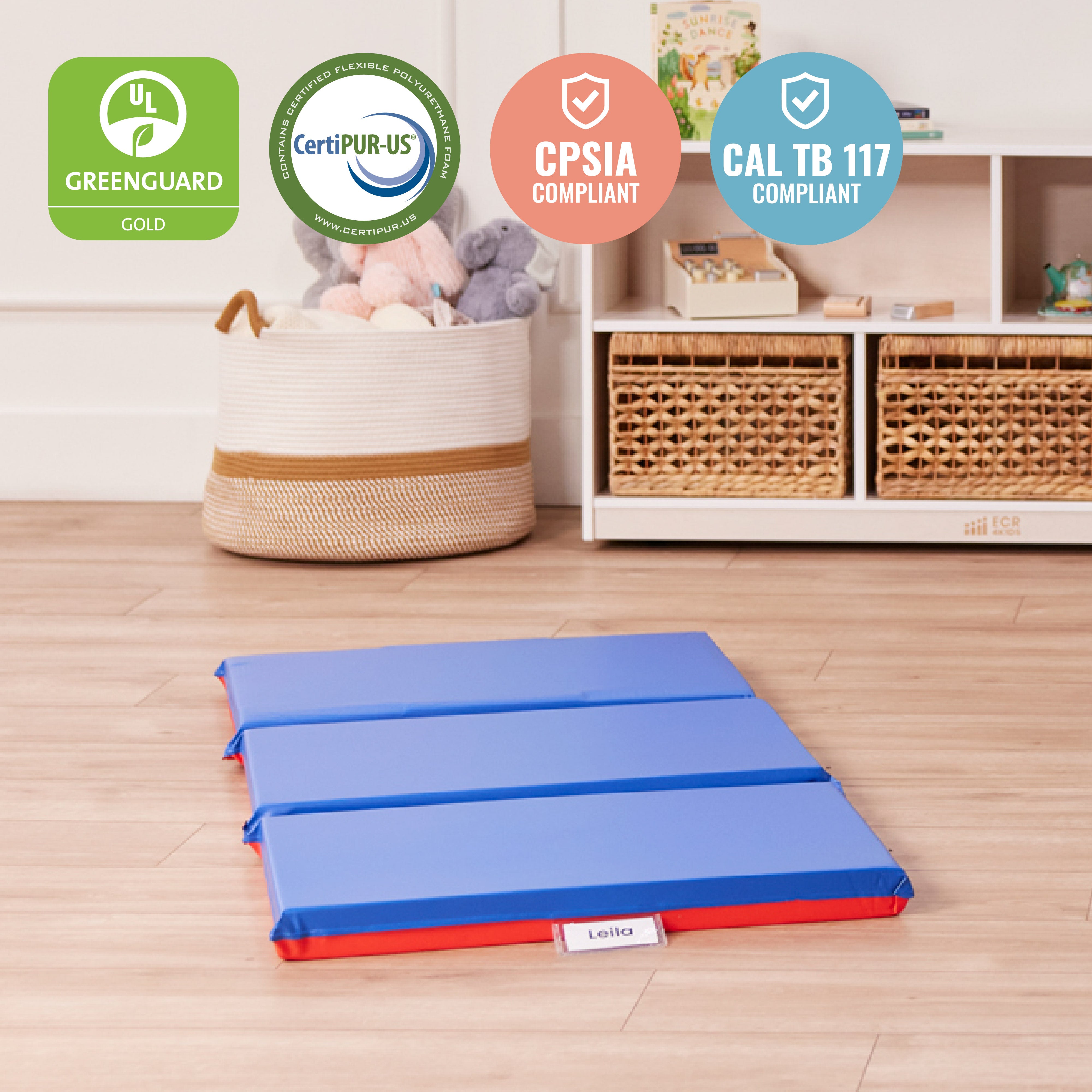 Premium Folding Rest Mat - Red/Blue