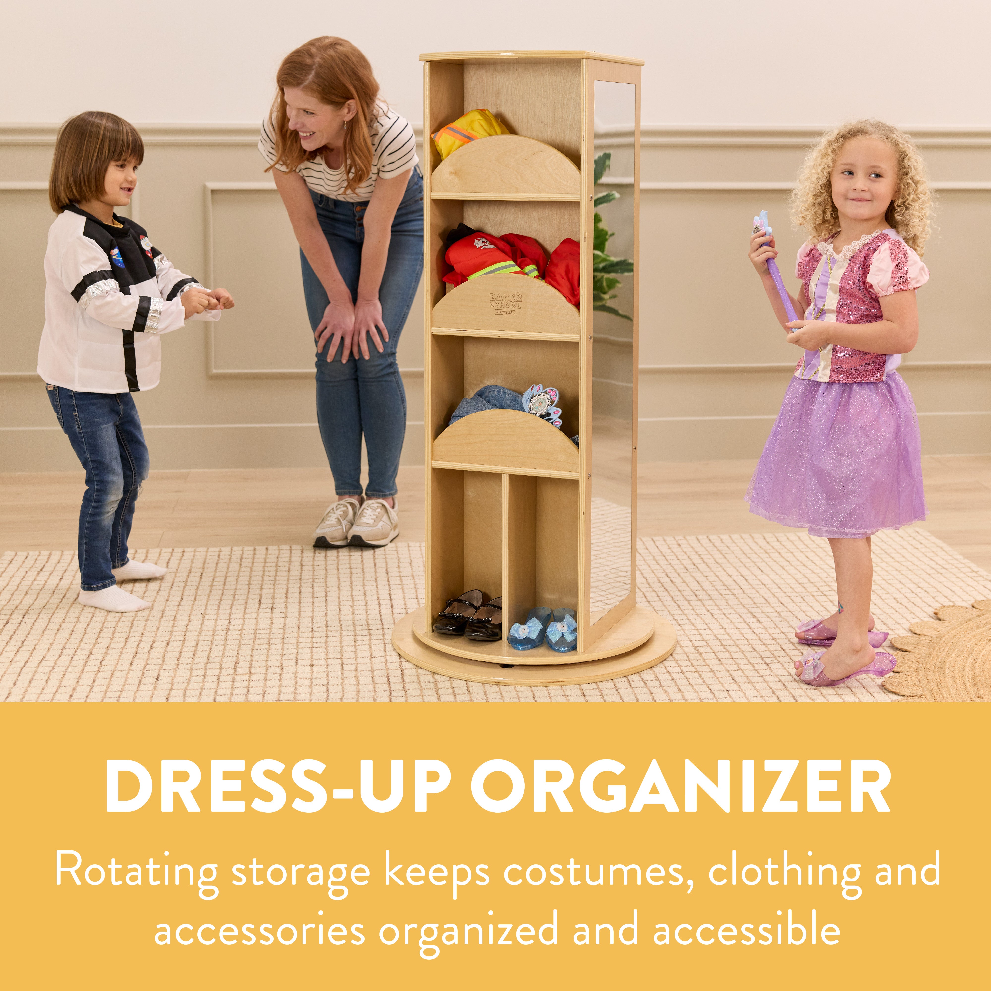 Rotating Dress-Up Storage with Mirror