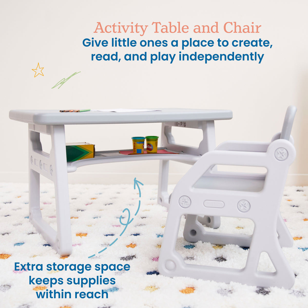 Toddler Plus Desk and Chair Set, 2-Piece