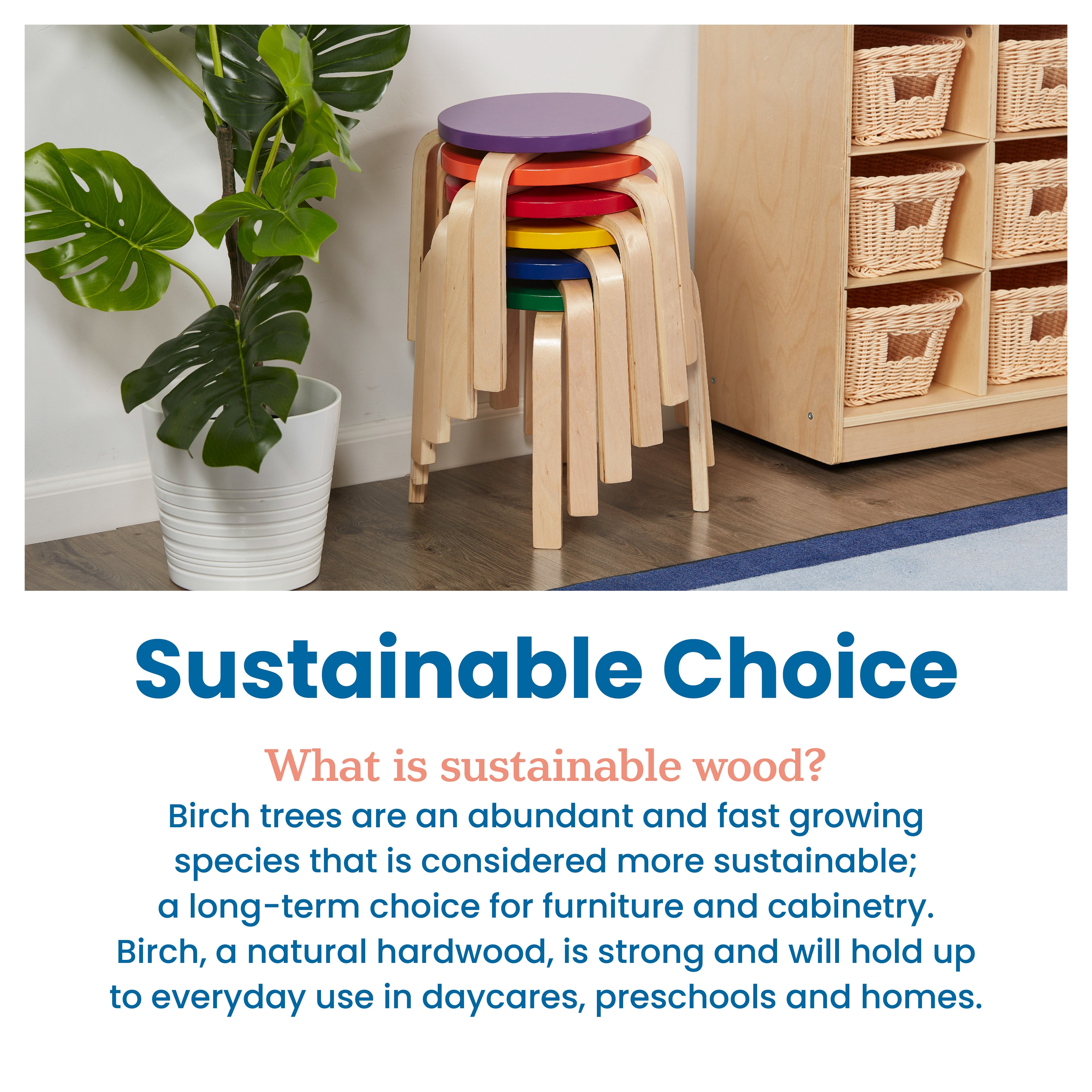 Bentwood Stackable Stools, 6-Piece