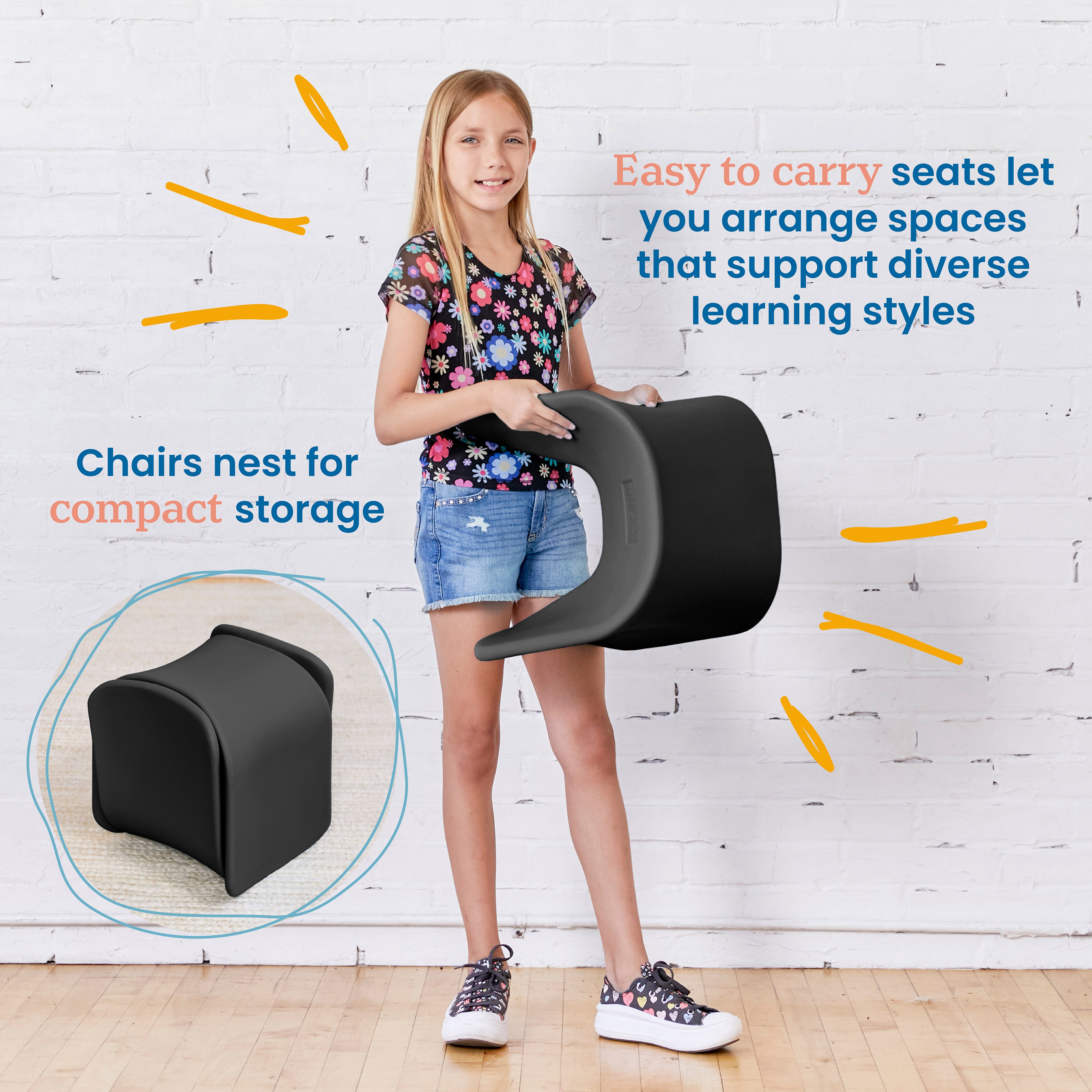 Wave Seat, 14in - 15.1in Seat Height, 2-Pack