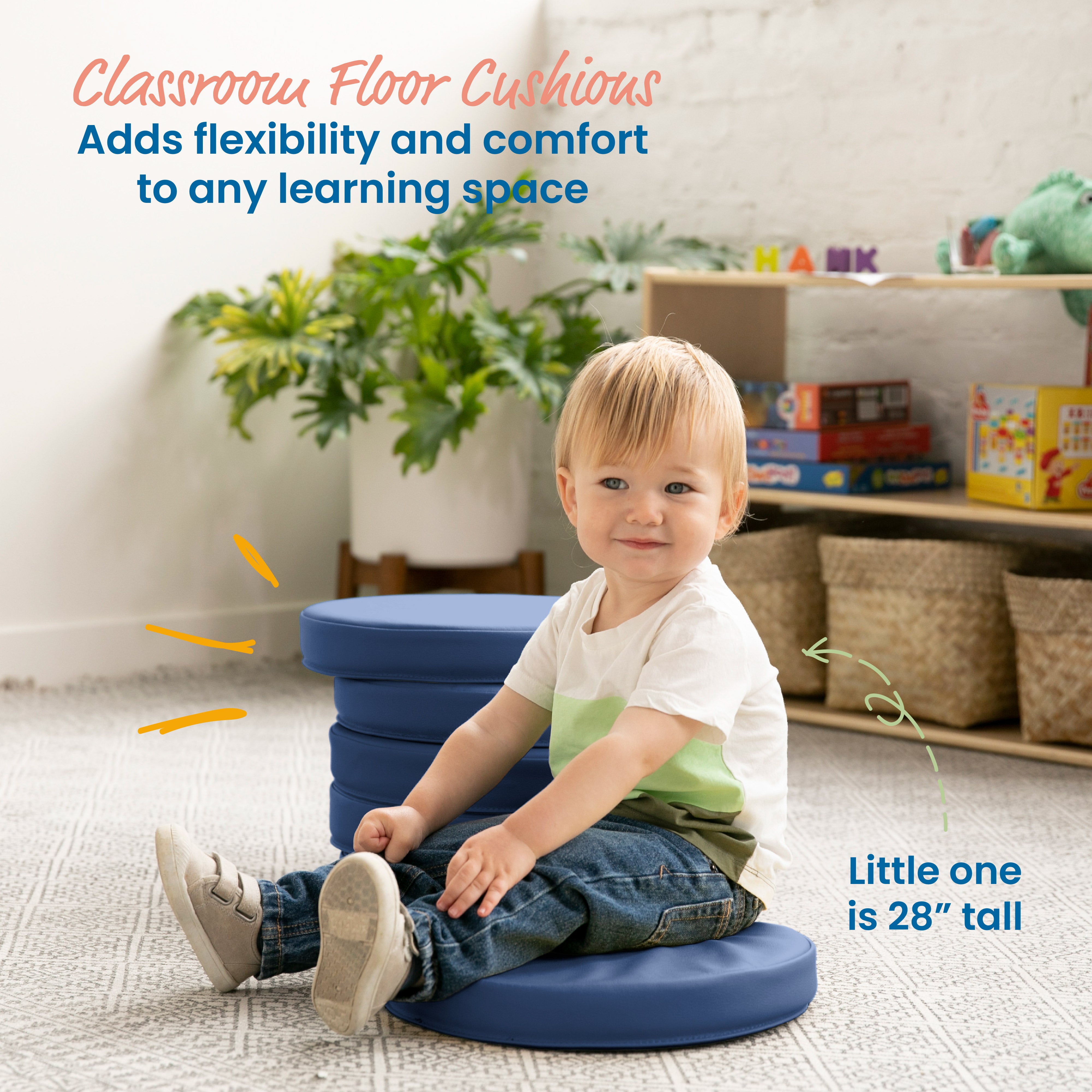 Round Floor Cushions with Handles, 6-Piece