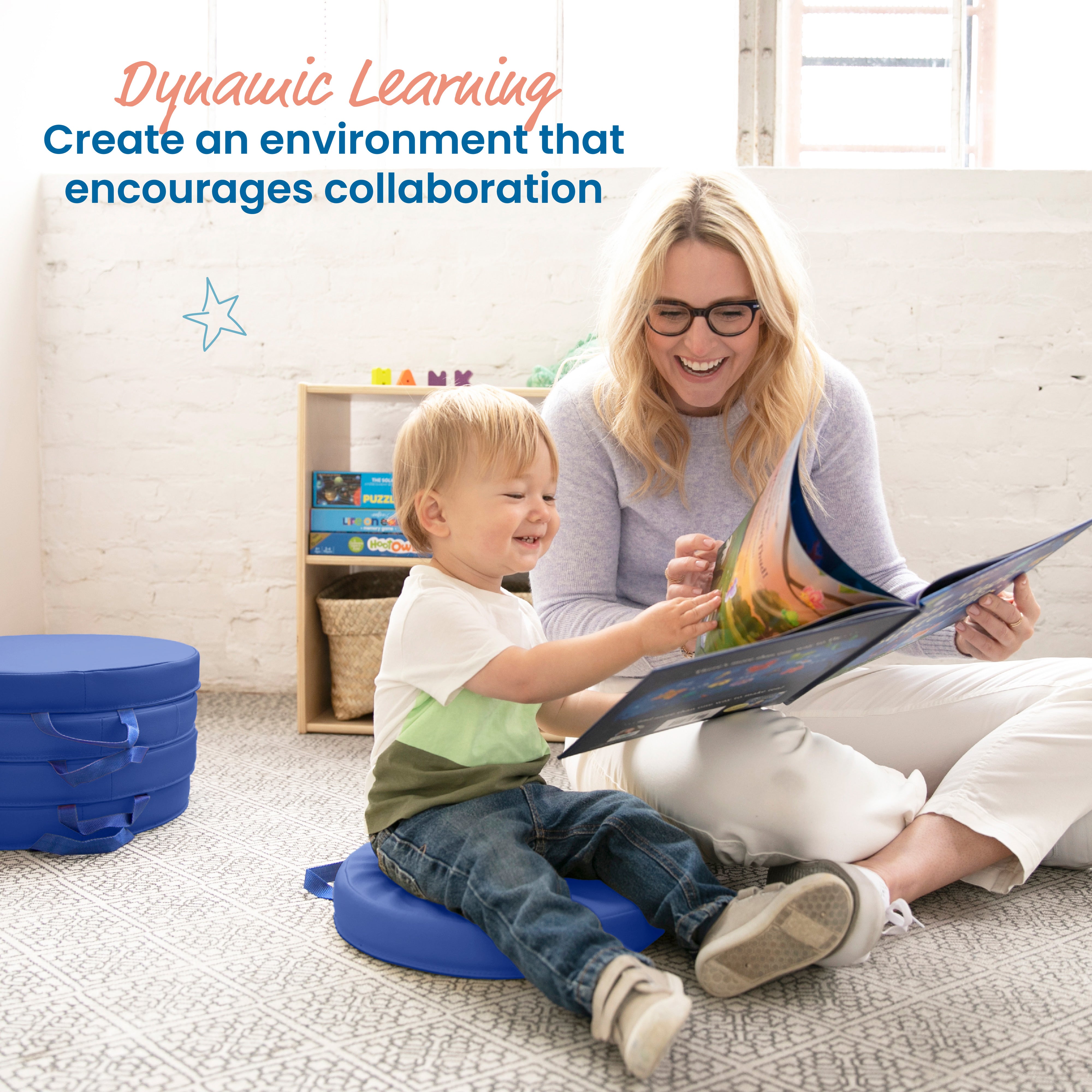 Round Floor Cushions with Handle, 6-Piece