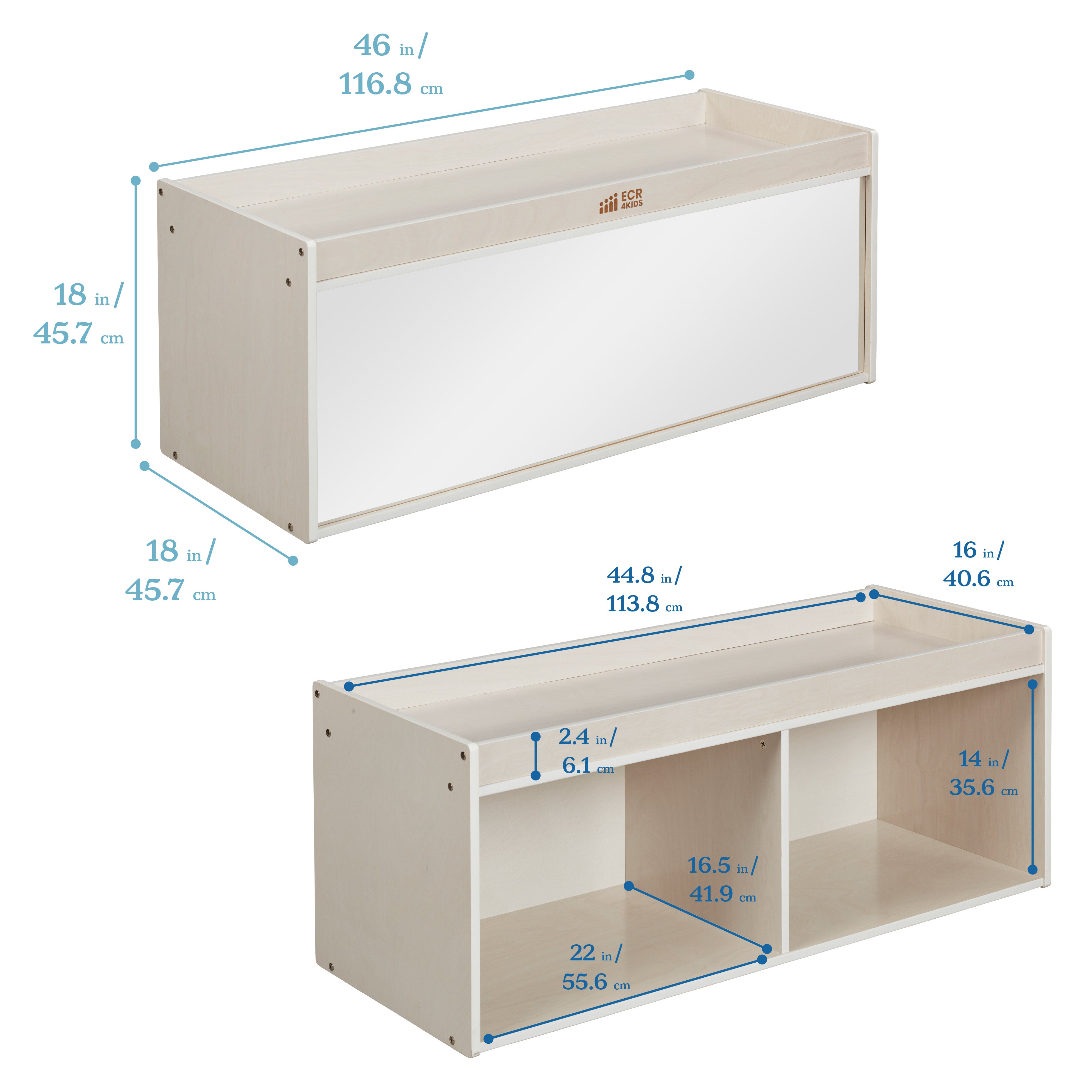 Double-Sided Storage Cabinet with Activity Top and Mirror