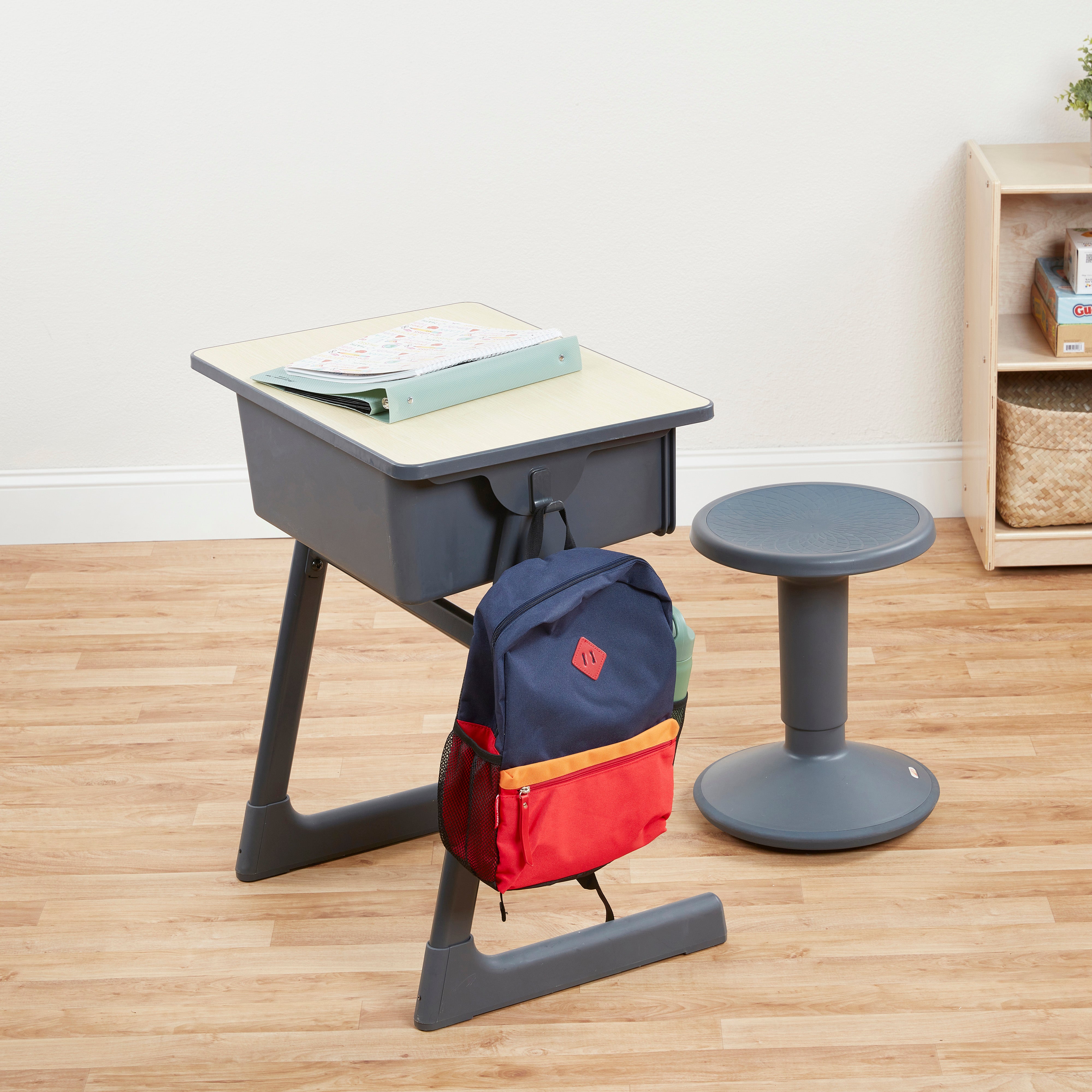 Cave Open Front Desk with Plastic Book Box