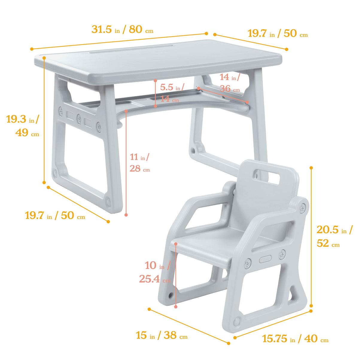 Toddler Plus Desk and Chair Set, 2-Piece