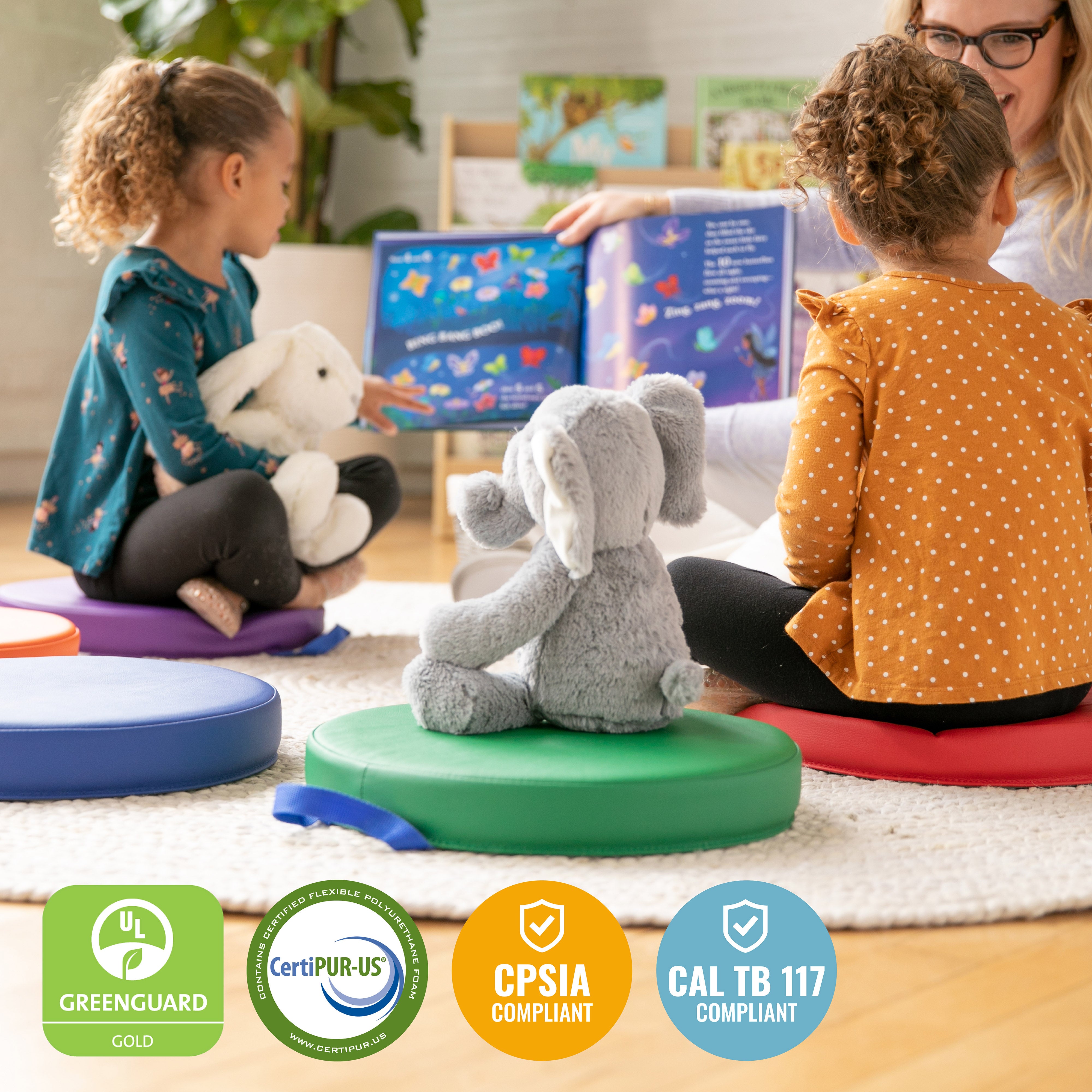 Floor Cushions, Round, Flexible Seating, 6-Piece