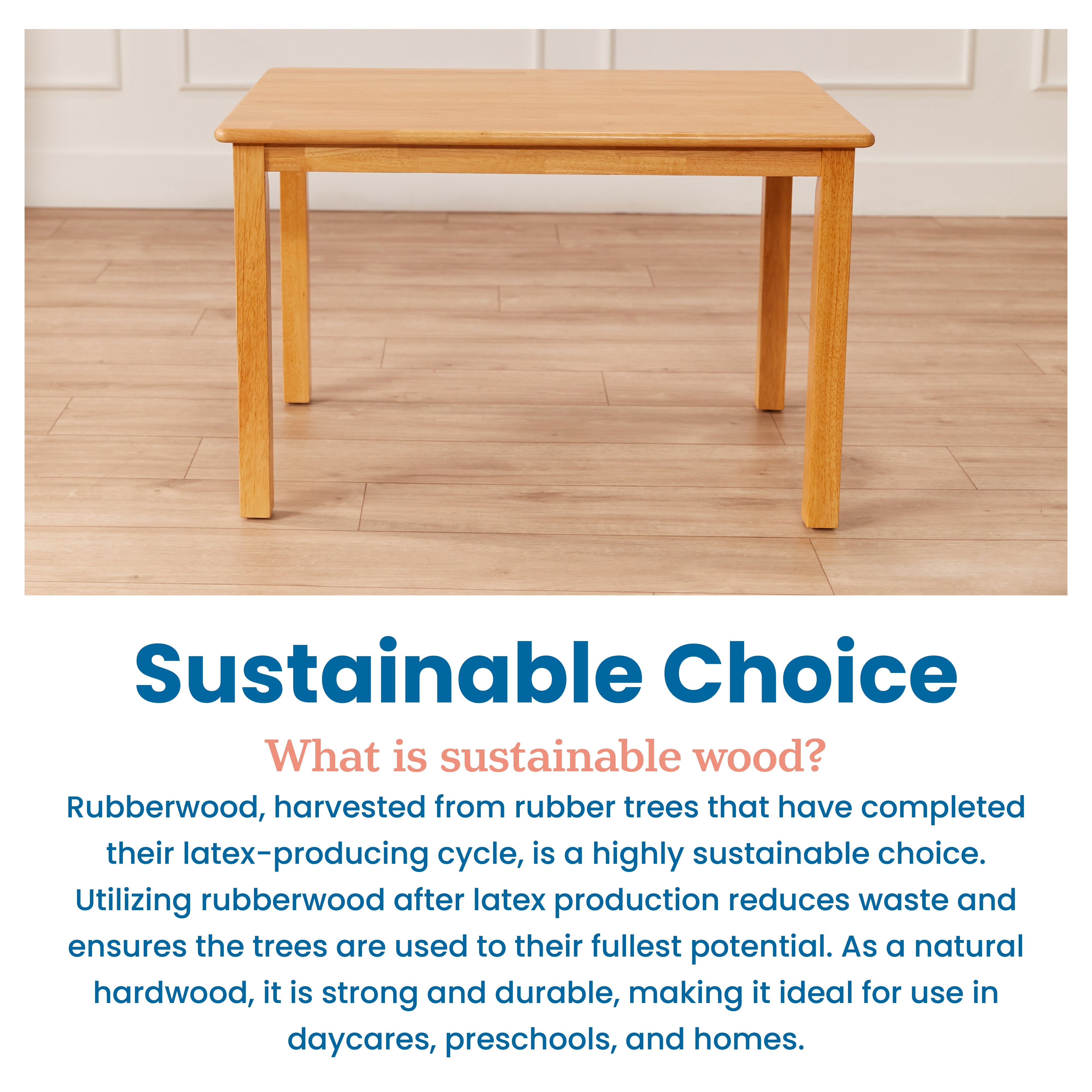 24in x 36in Rectangular Hardwood Table with 22in Legs