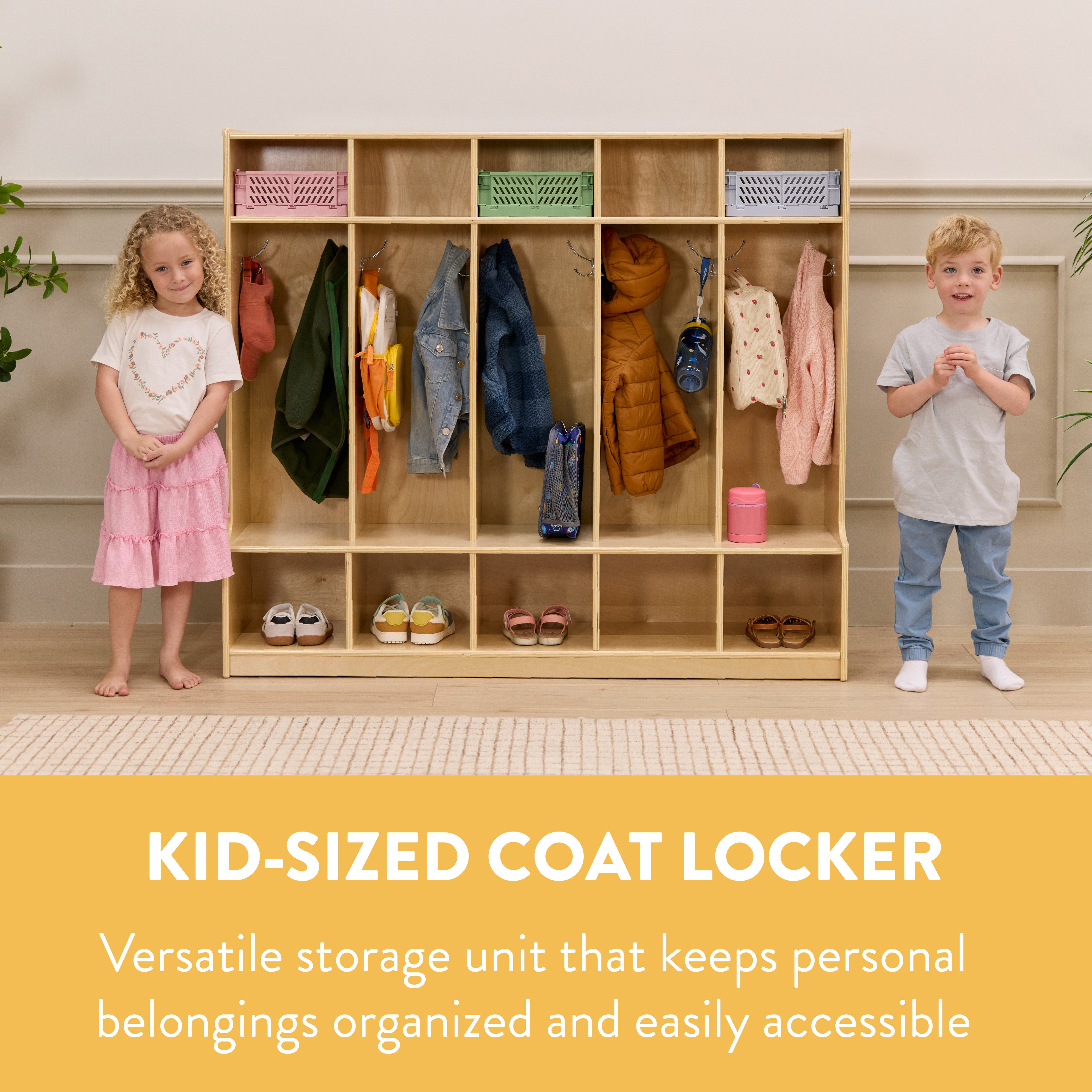 5-Section Cubby Storage Coat Locker with Bench