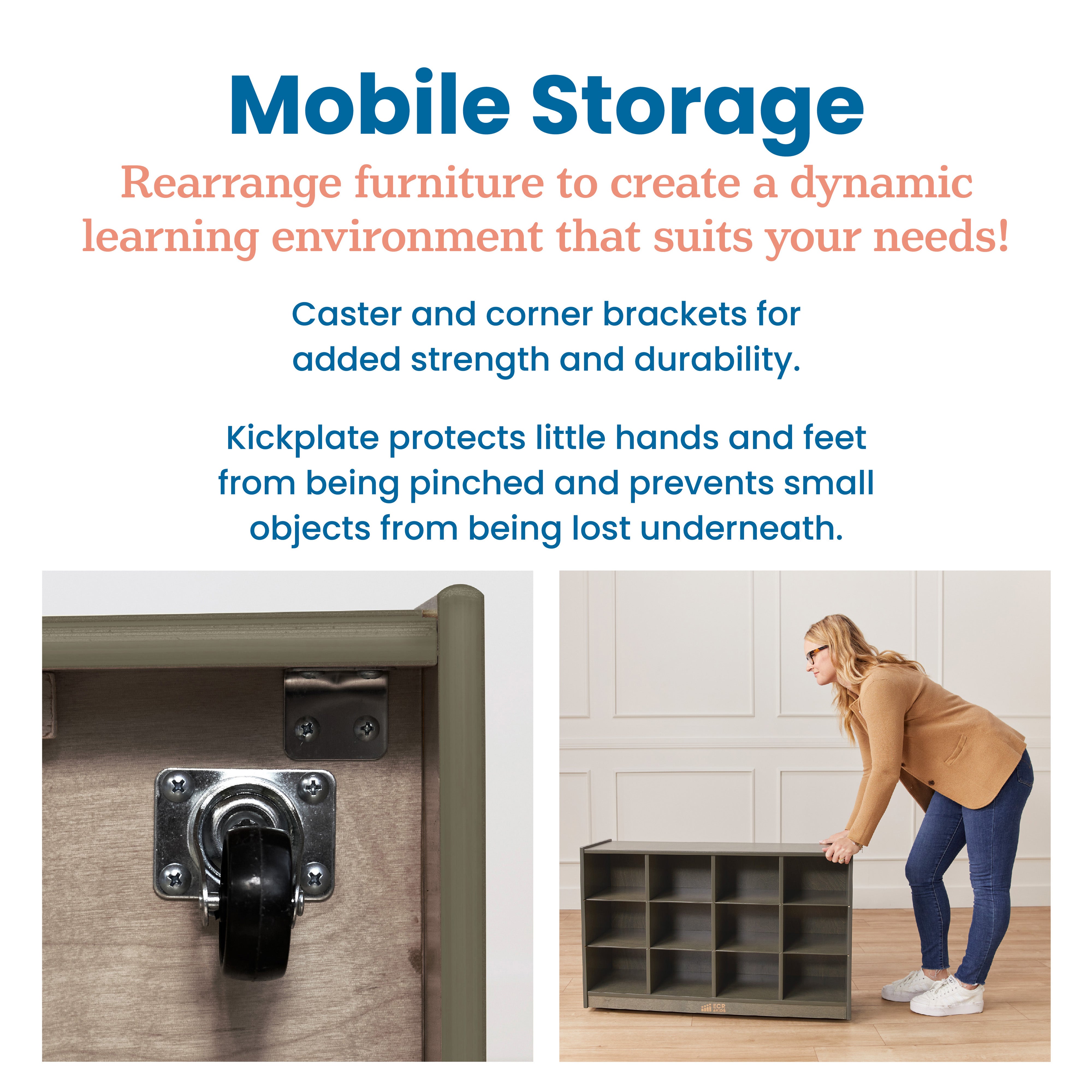 12 Cubby Mobile Tray Storage Cabinet, 3x4