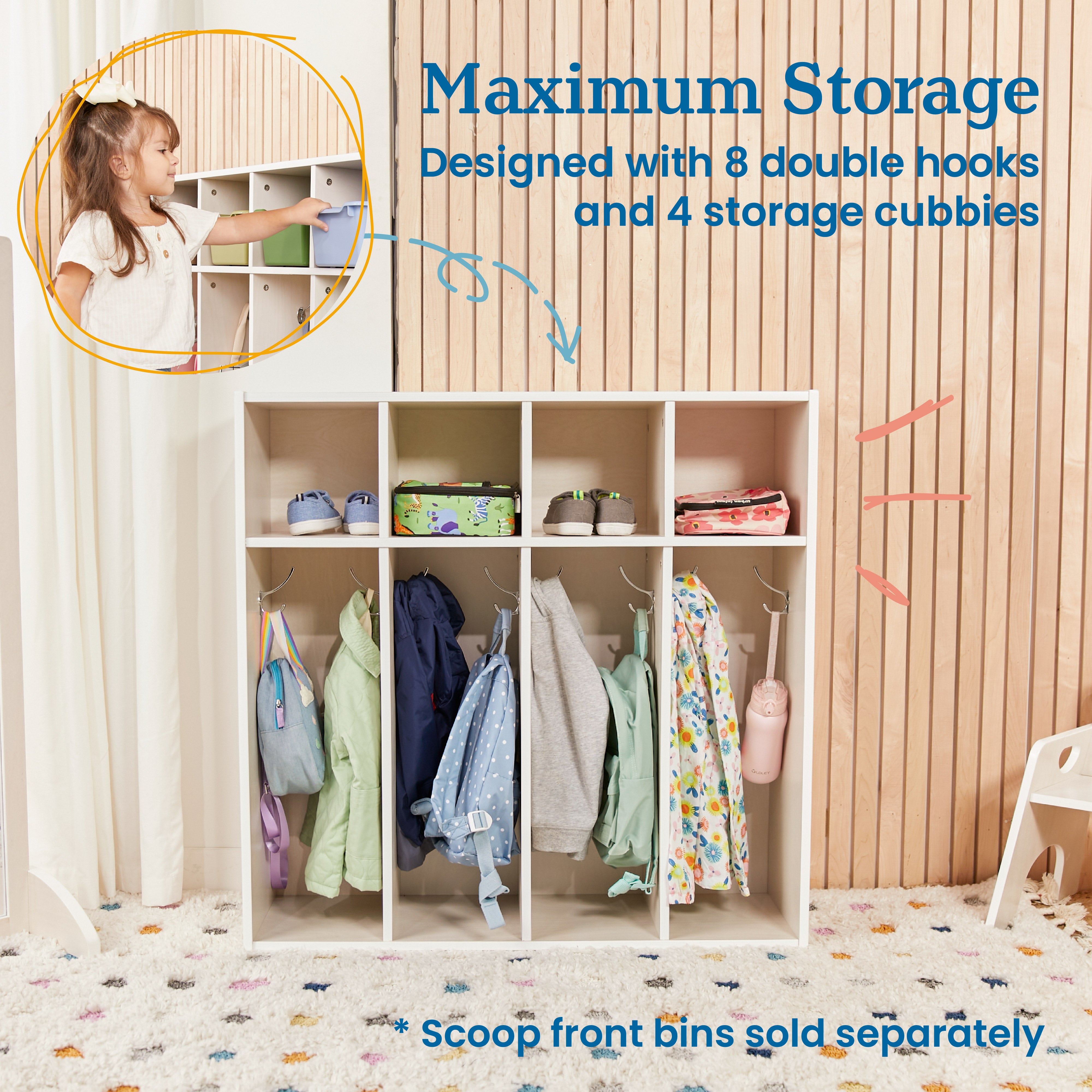 Streamline 4-Section Coat Locker, Toddler Size