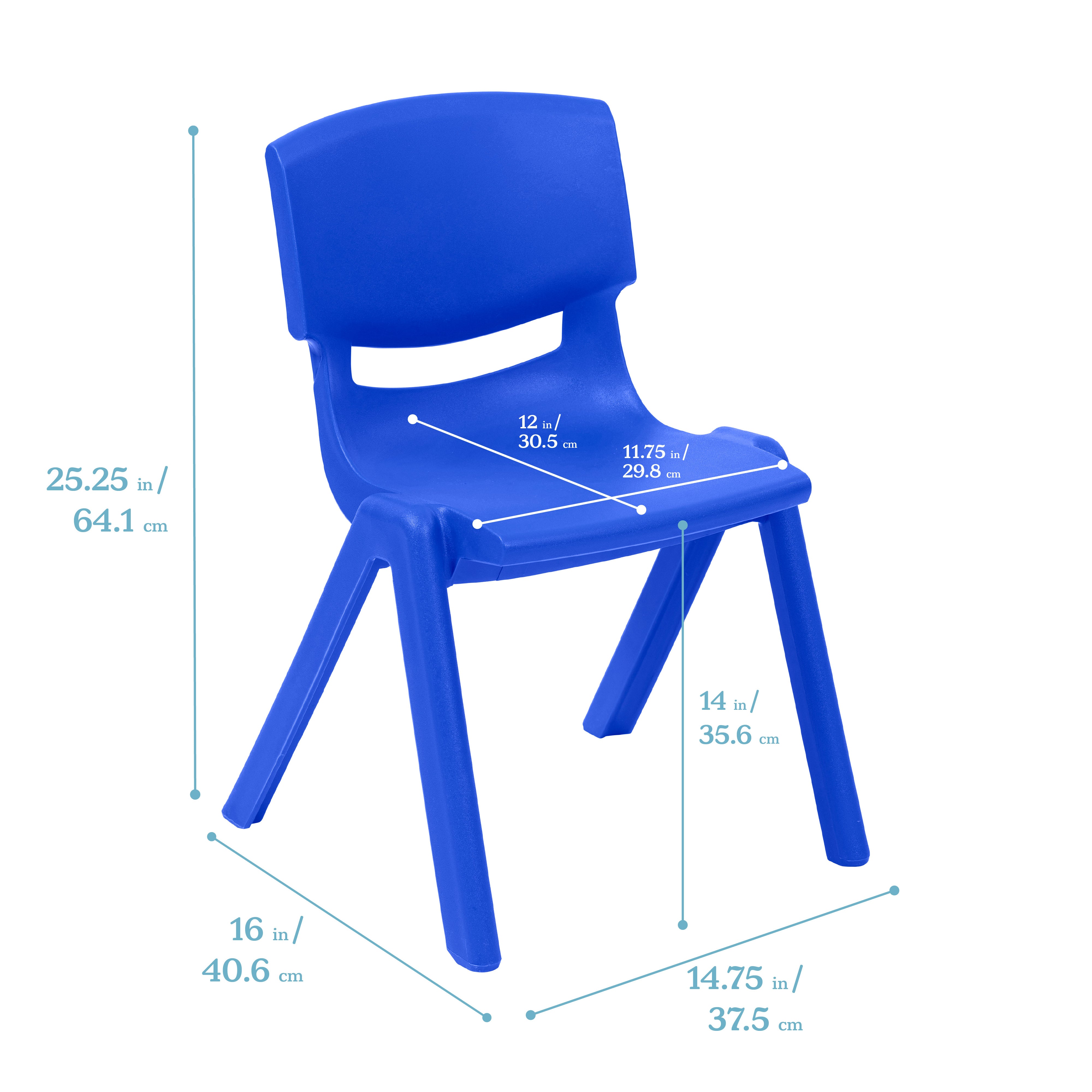 14in Plastic School Stack Chair, 4-Pack
