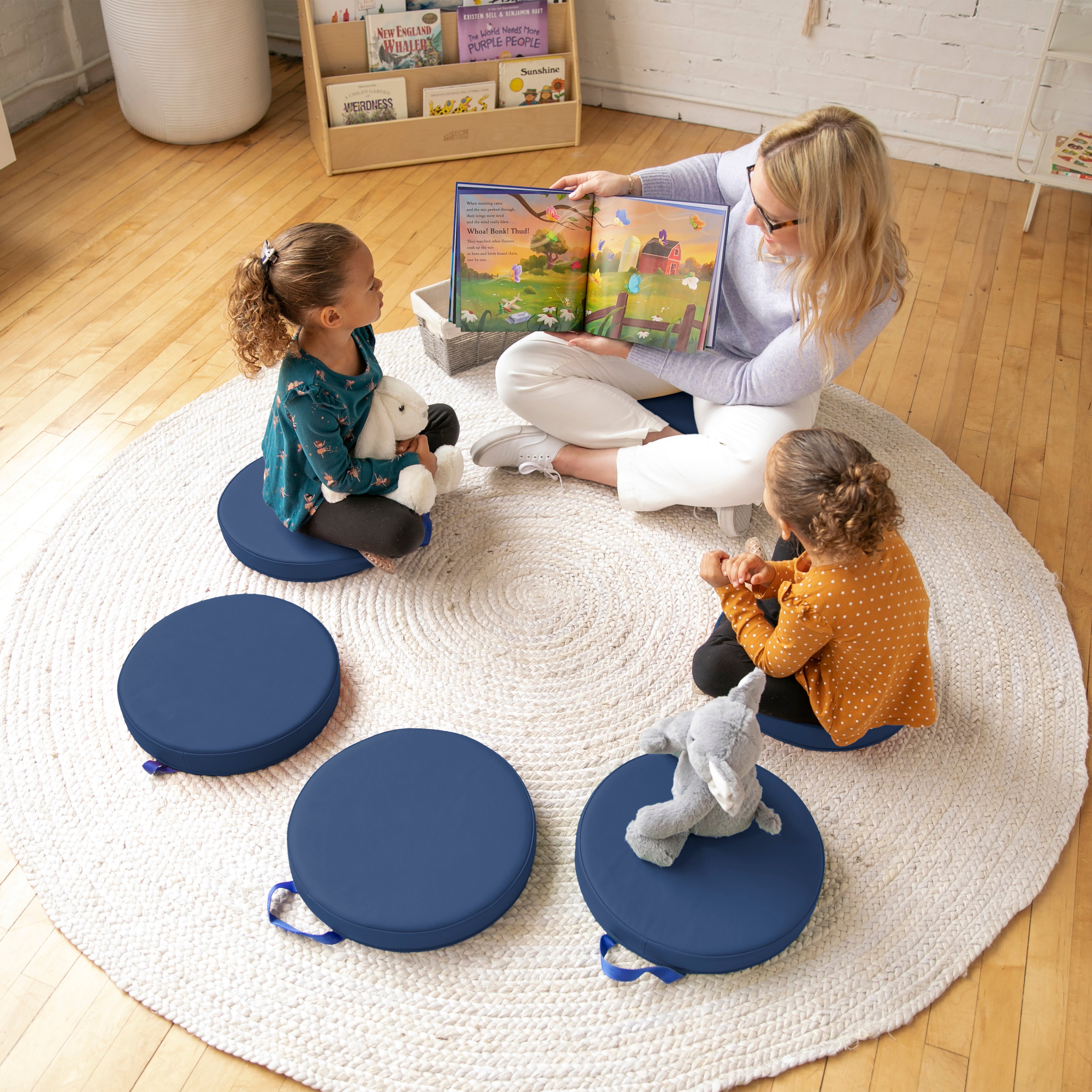 Round Floor Cushions with Handles, 6-Piece