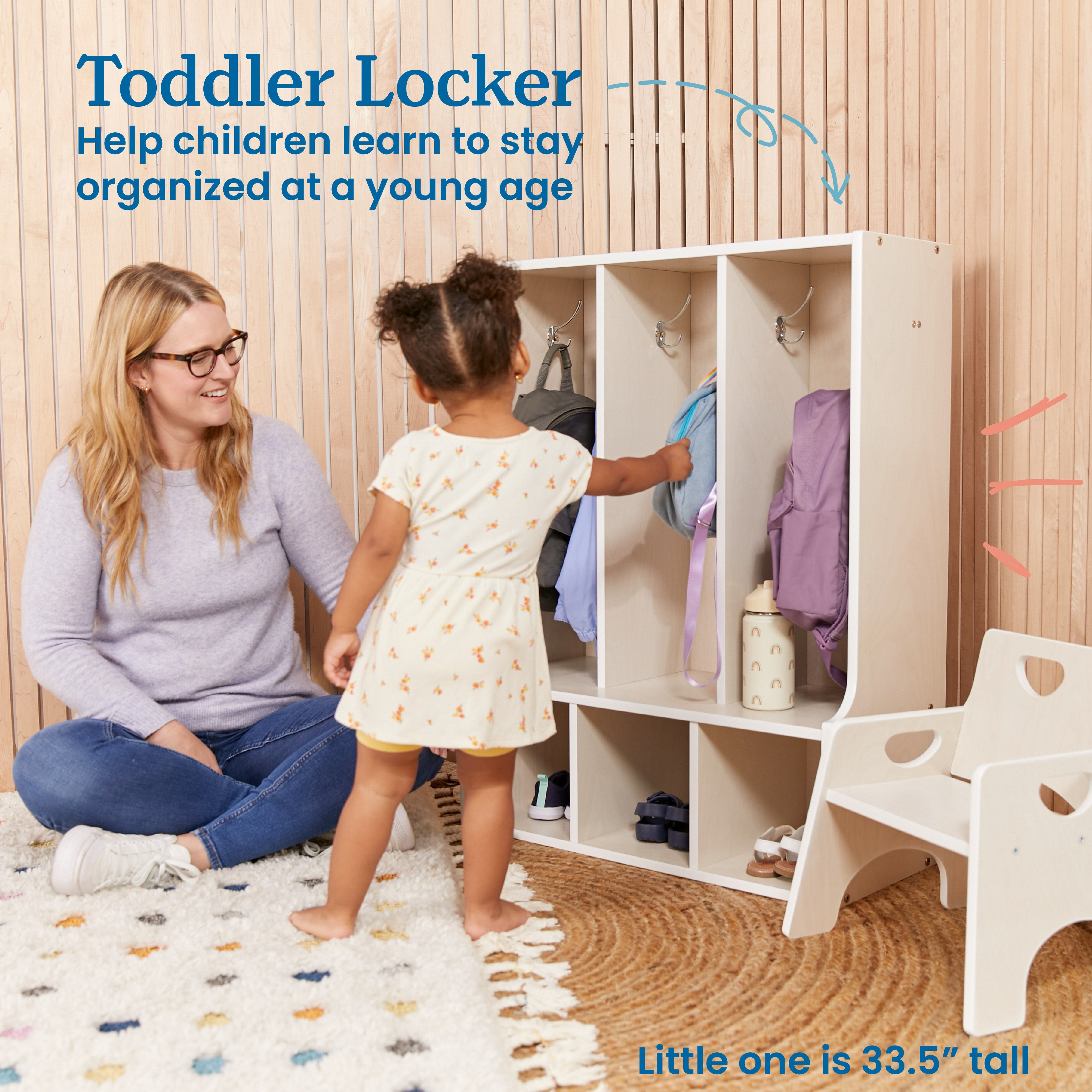 Streamline 3-Section Toddler Coat Locker with Bench