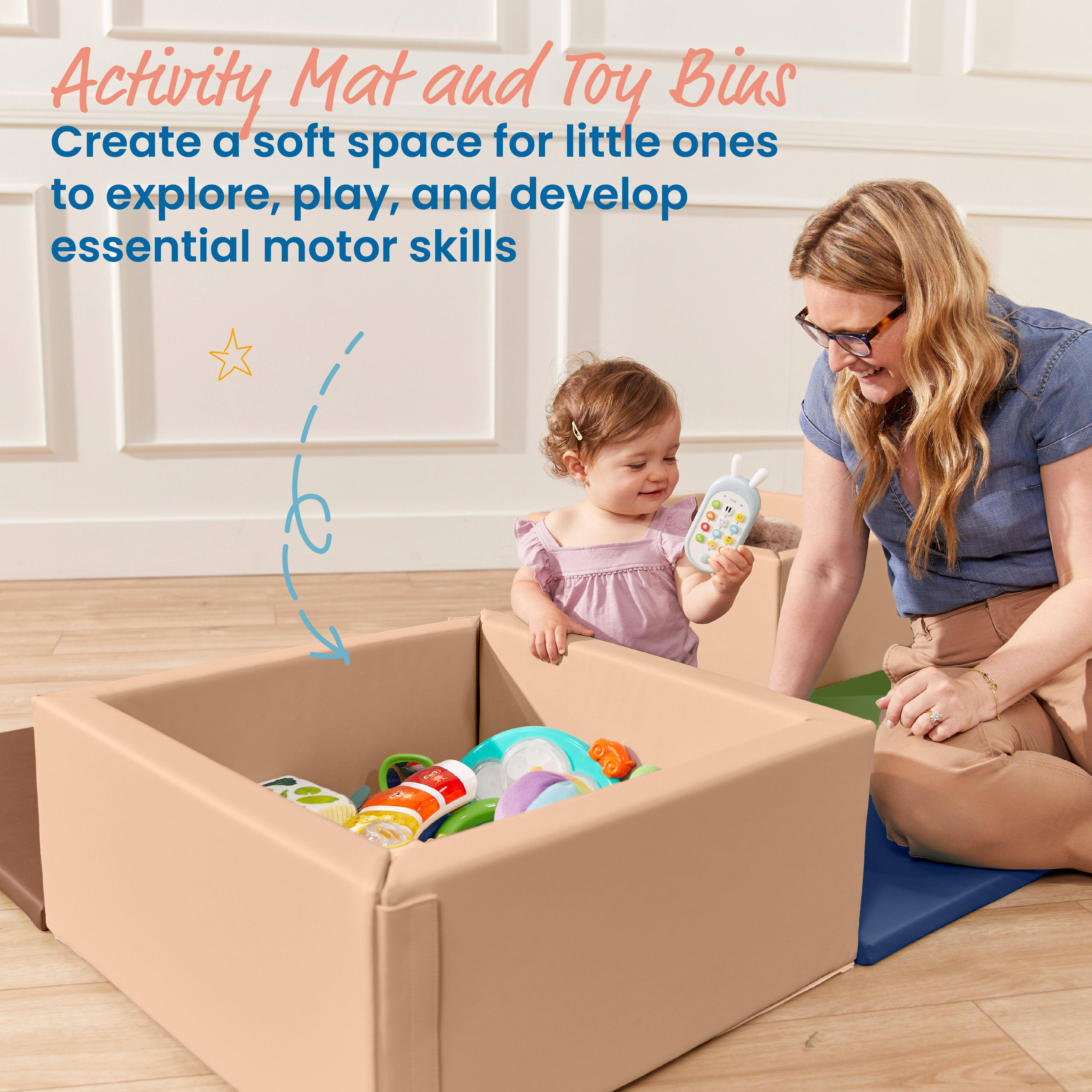 Play Patch Activity Mat and Toy Bins, 6-Piece