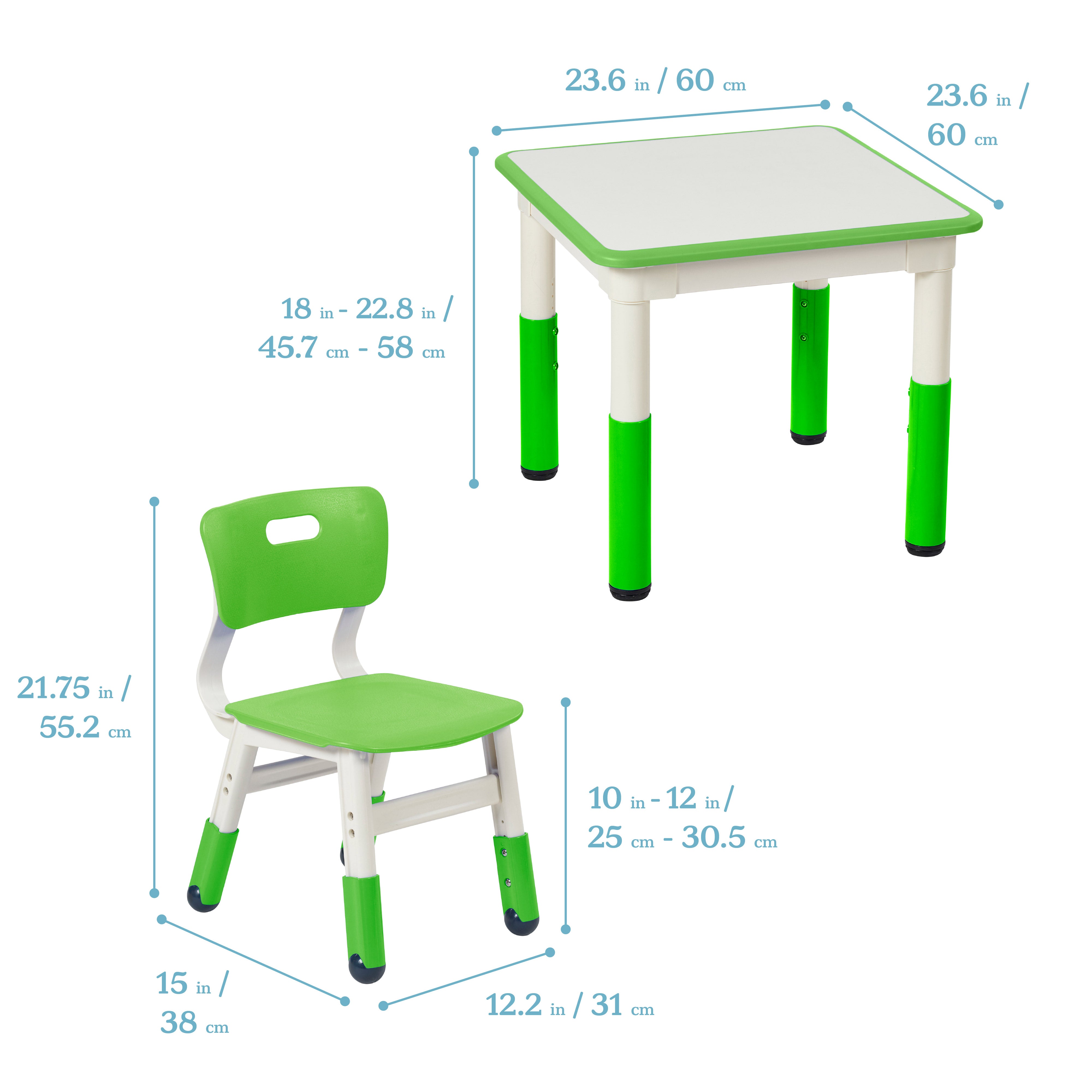 Dry-Erase Square Activity Table and Two Chairs, 3-Piece