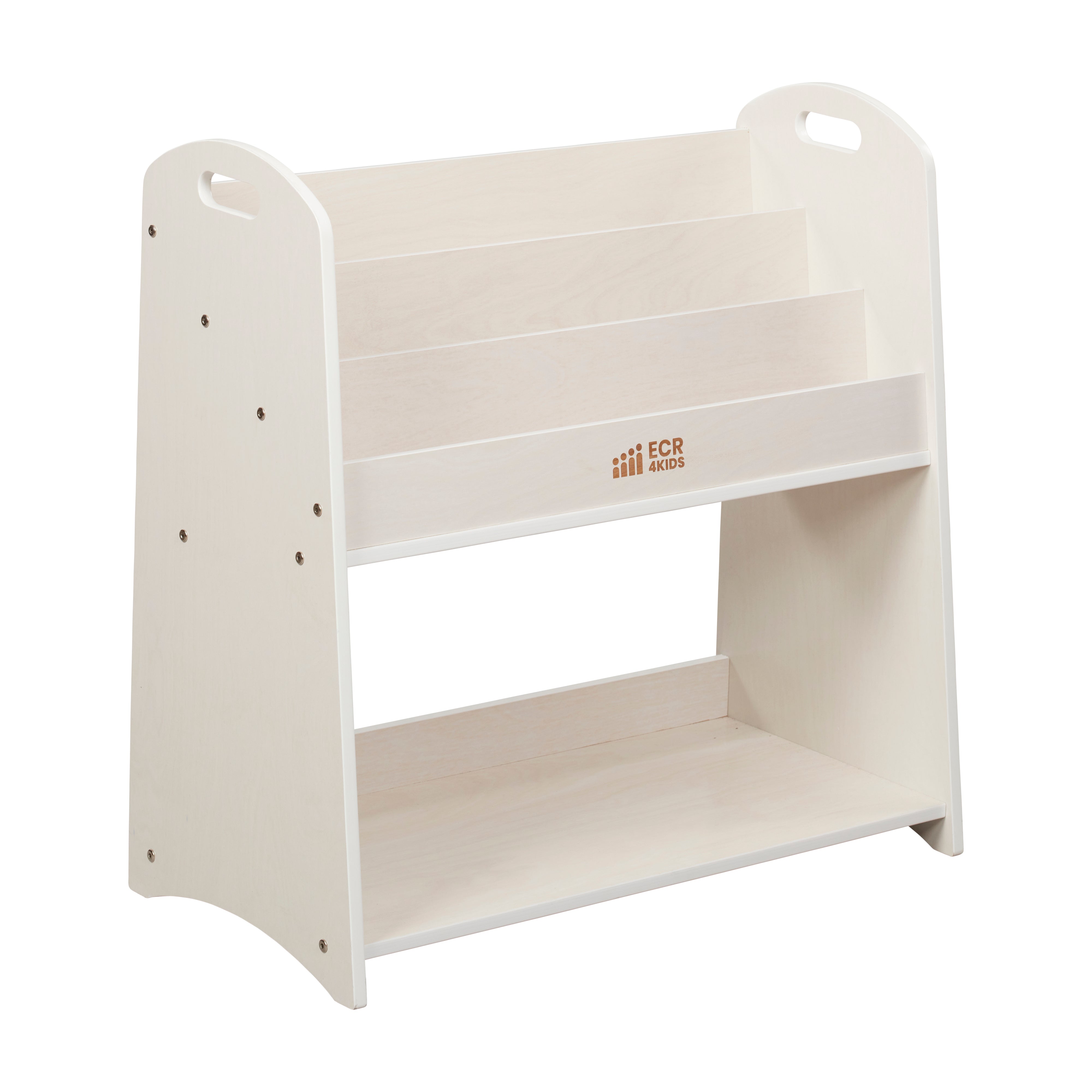 3-Shelf Floor Book Display with Handles and Storage, 30in