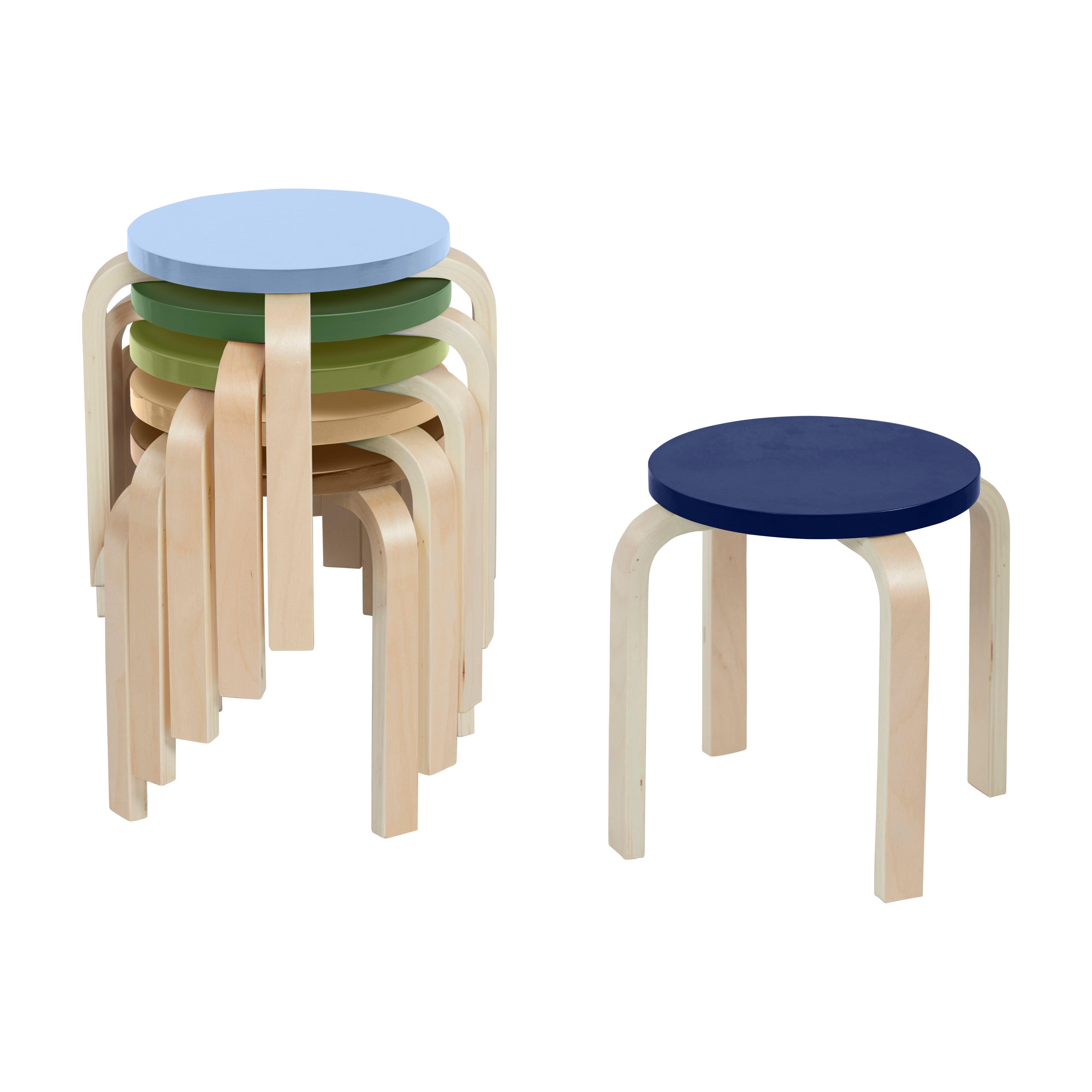 Bentwood Stackable Stools, 6-Piece