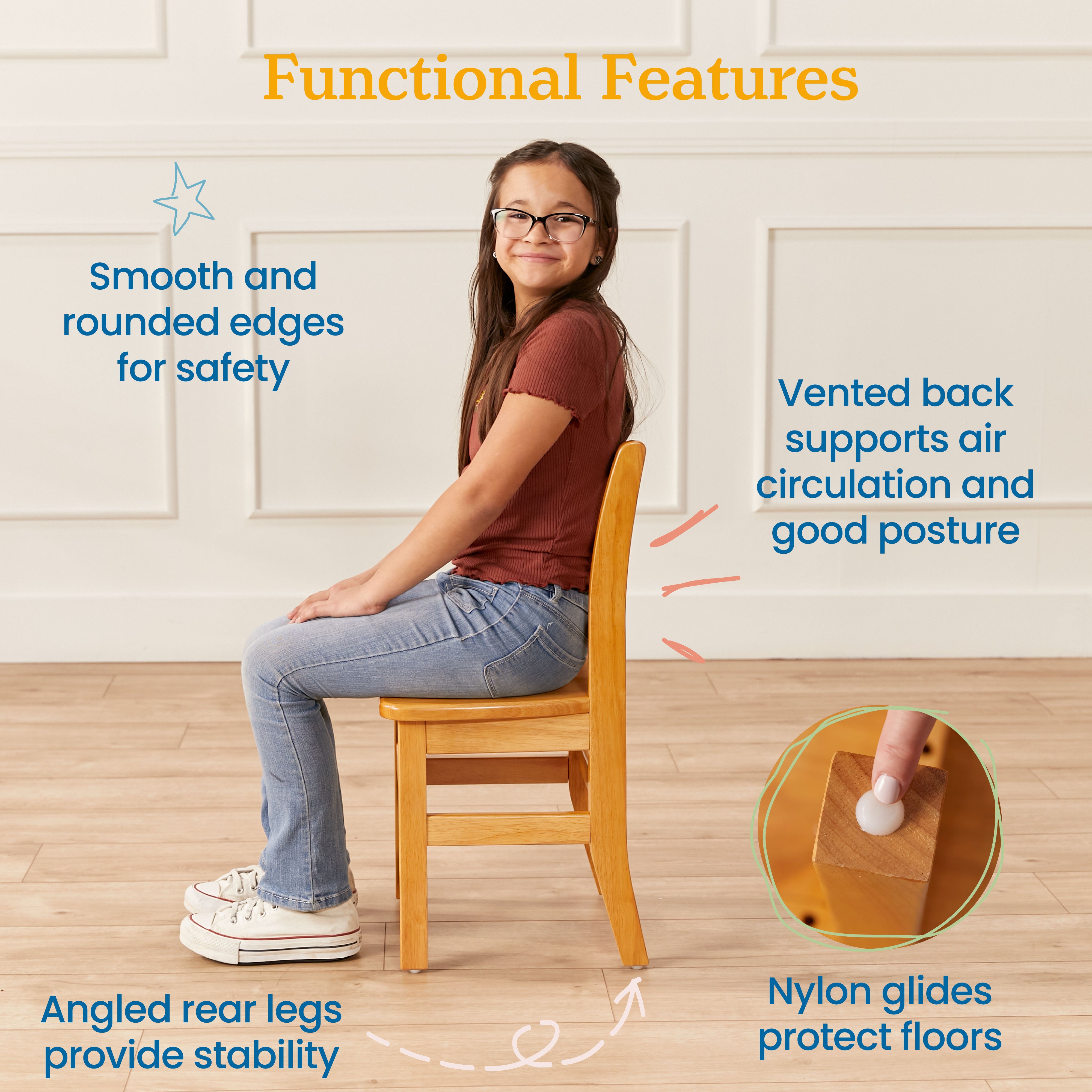 24in x 24in Square Hardwood Table with 24in Legs and Two 14in Chairs, 3-Piece