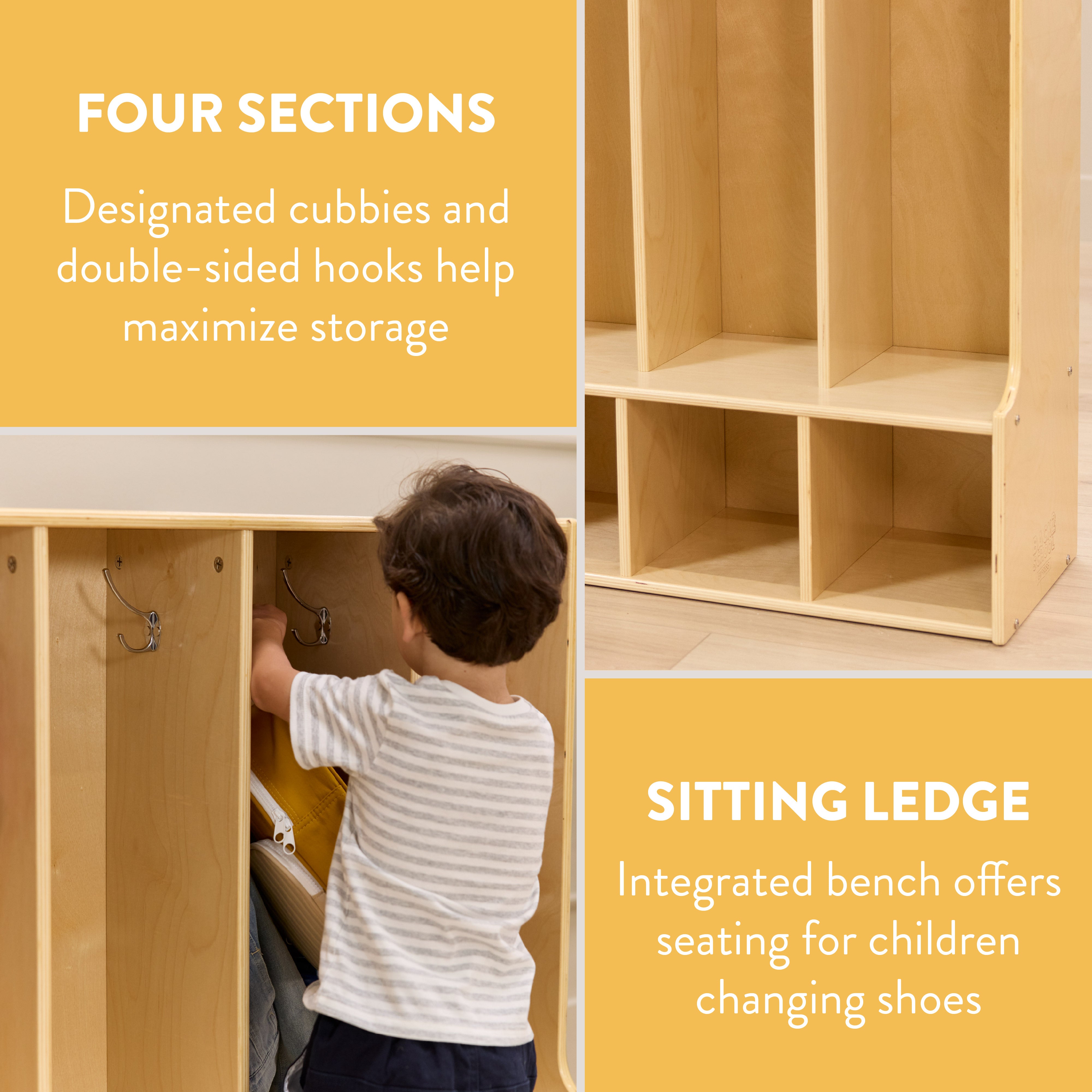 Sleekline 4-Section Toddler Coat Locker with Bench