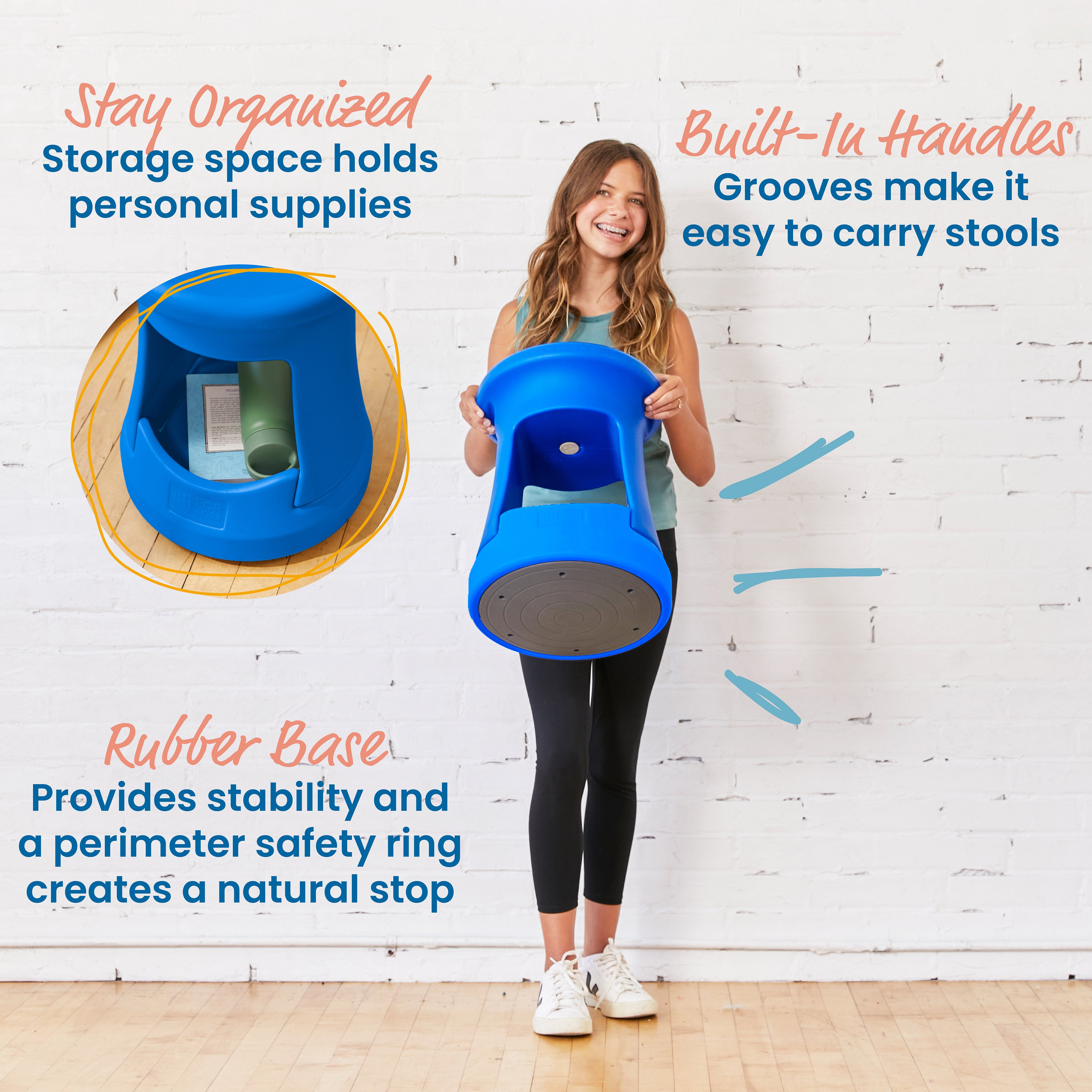 Storage Wobble Stool, 18in Seat Height