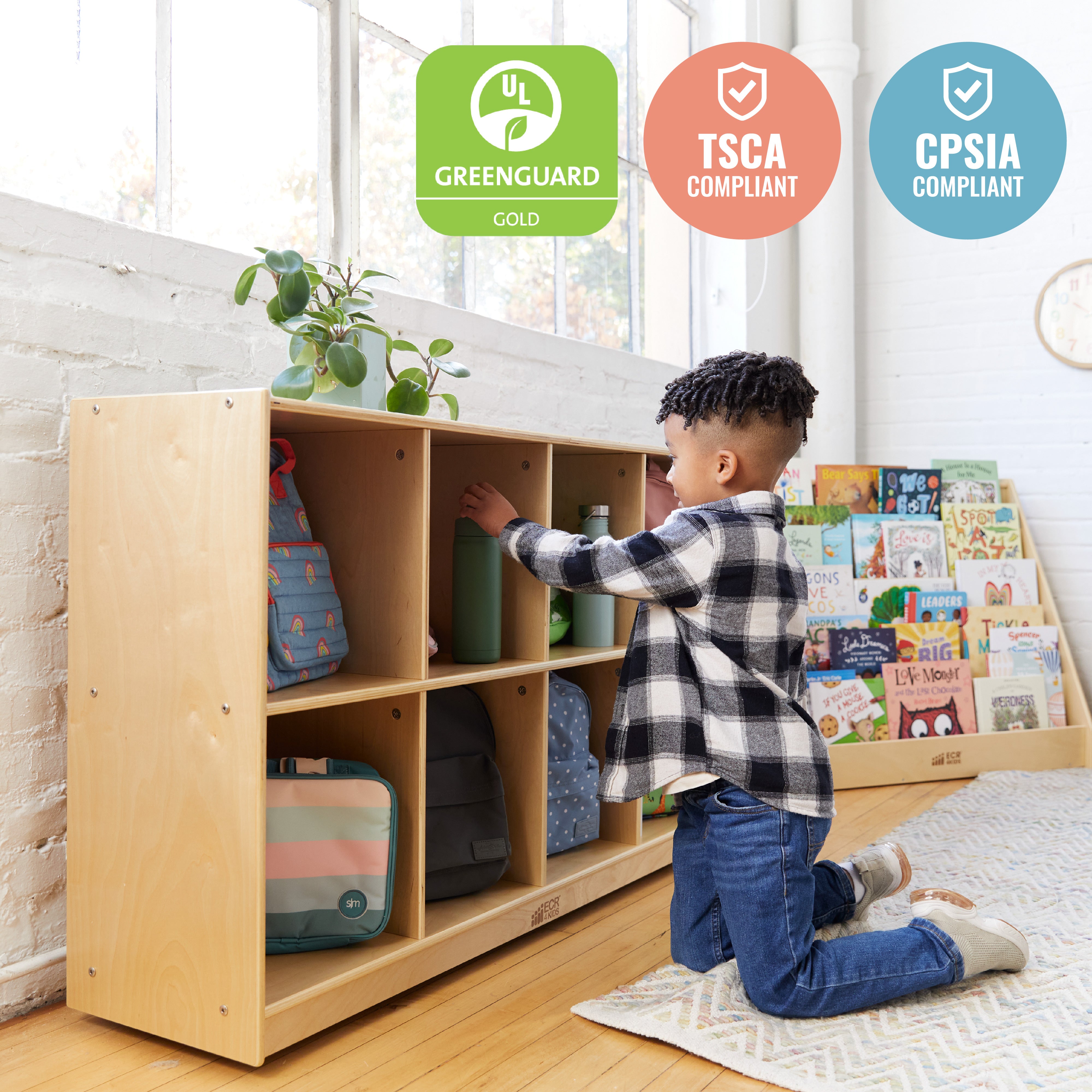 8-Compartment Mobile Backpack Storage Cabinet