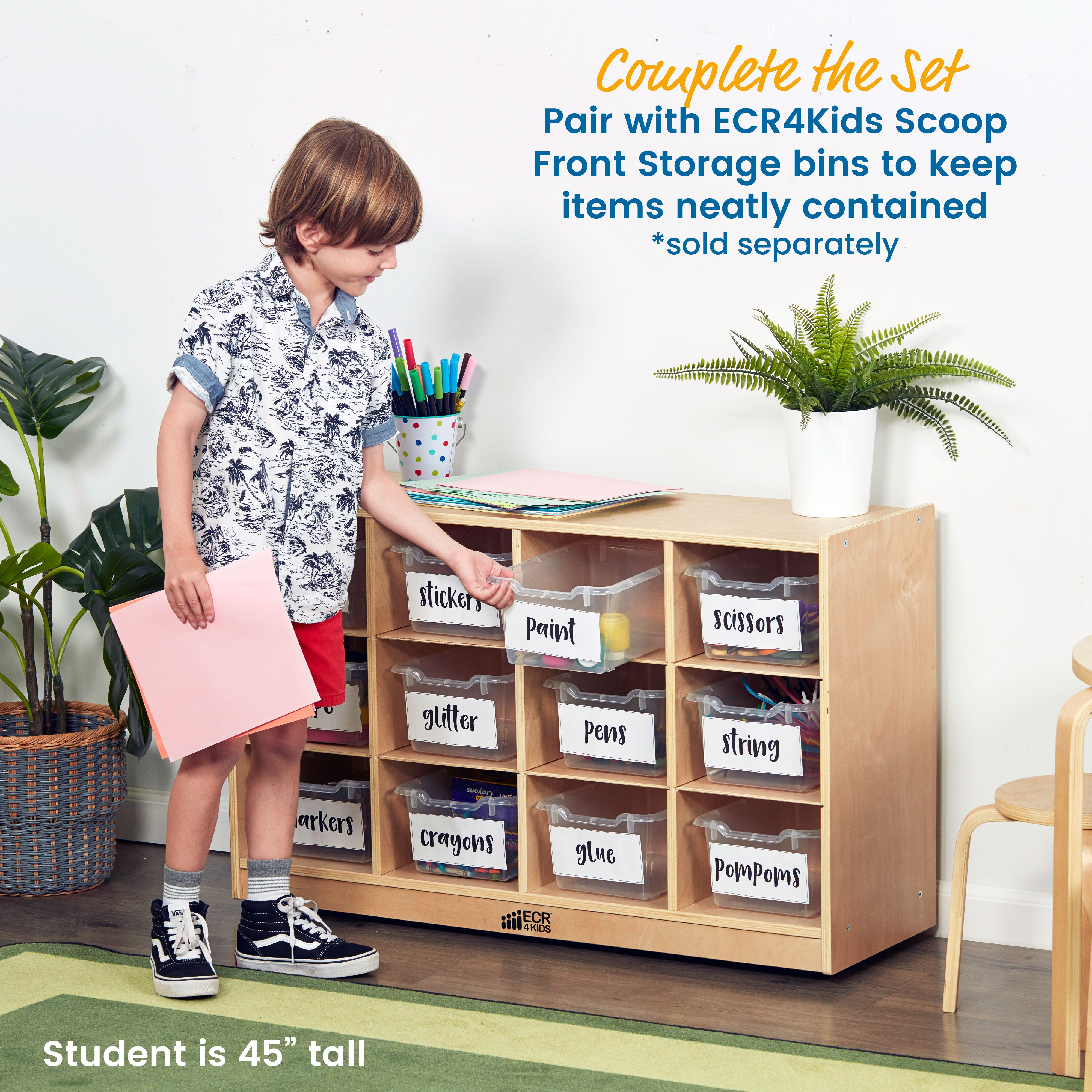 12 Cubby Mobile Tray Storage Cabinet, 3x4