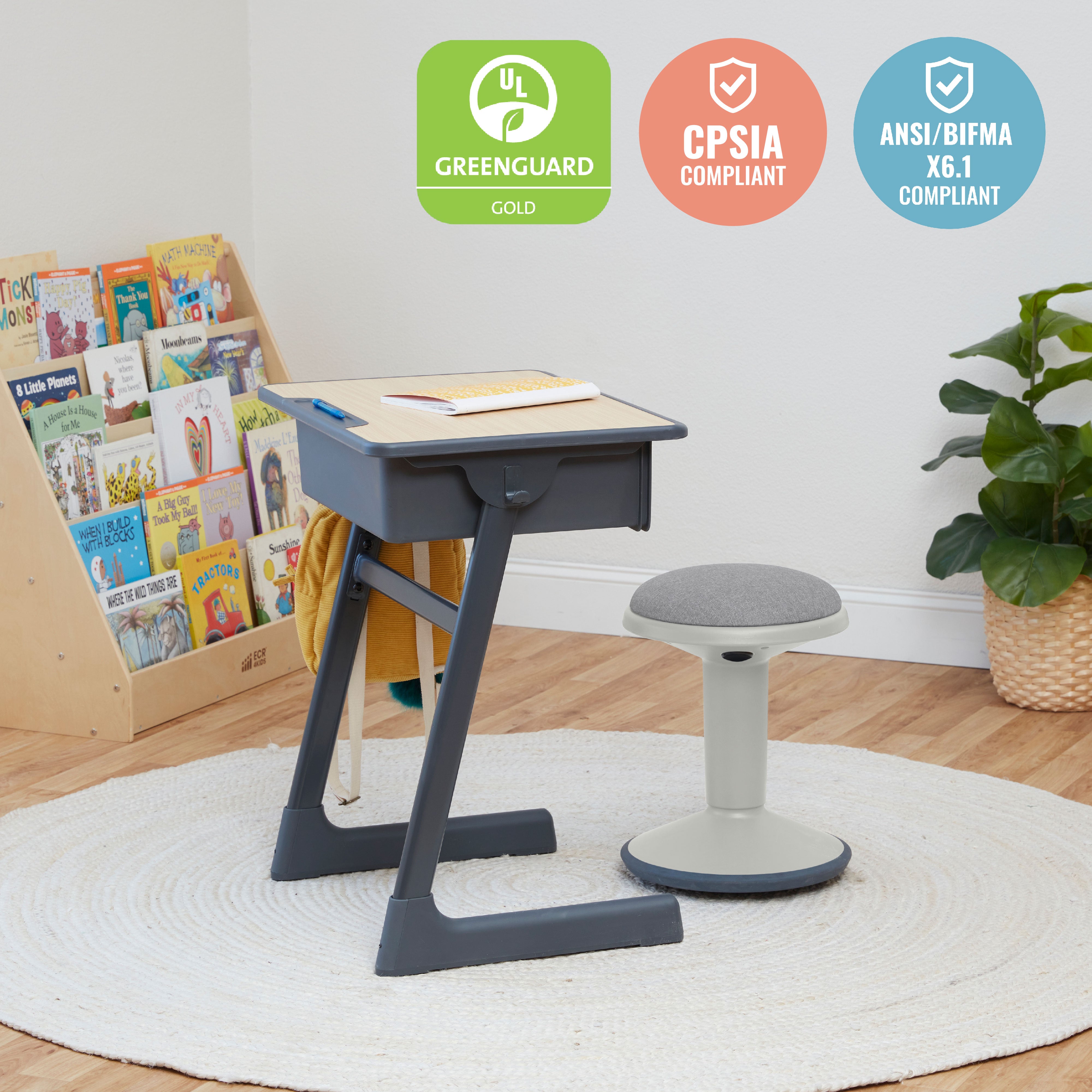 Sitwell Wobble Stool with Cushion, Adjustable Height