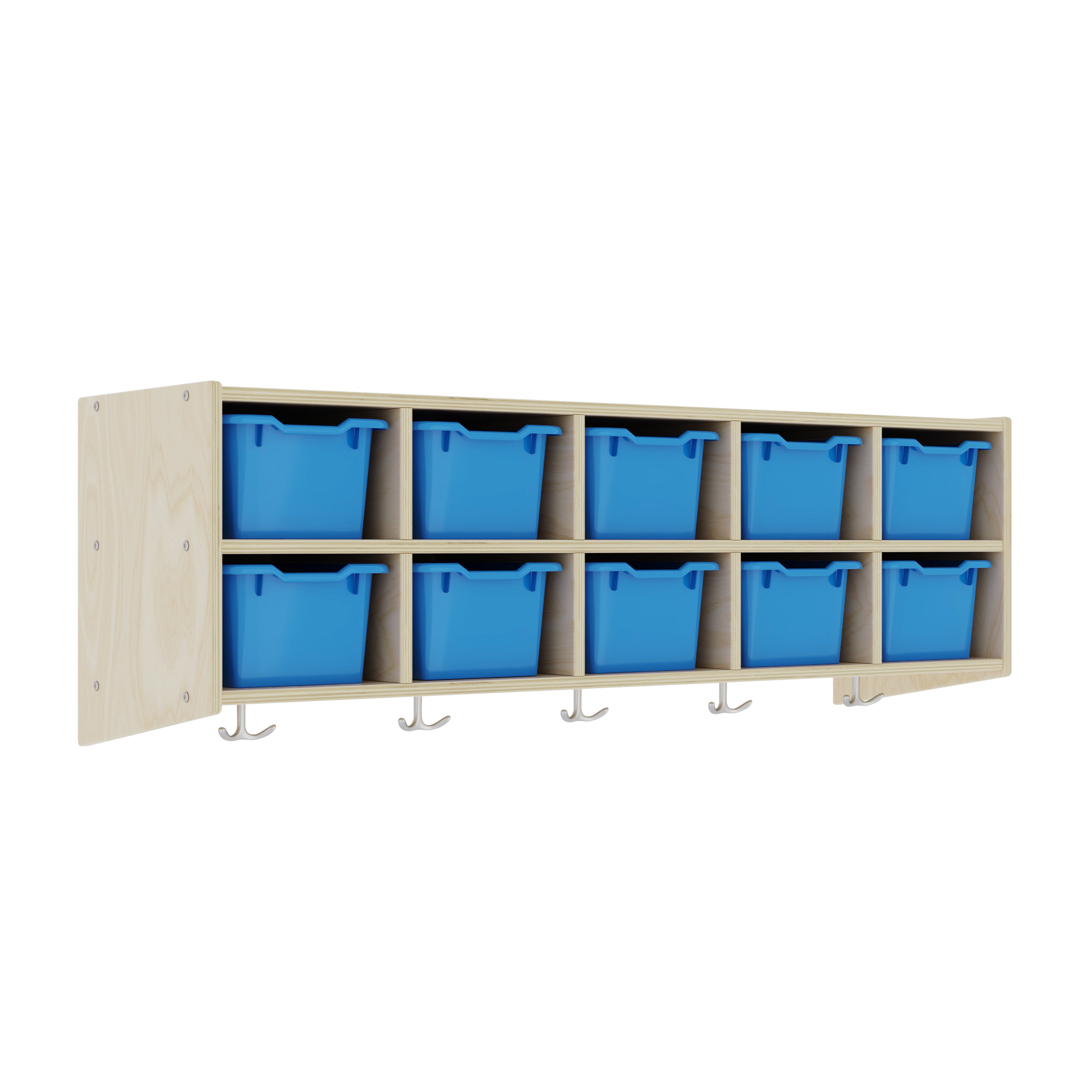 Streamline 10-Section Hanging Coat Locker with Scoop Front Storage Bins