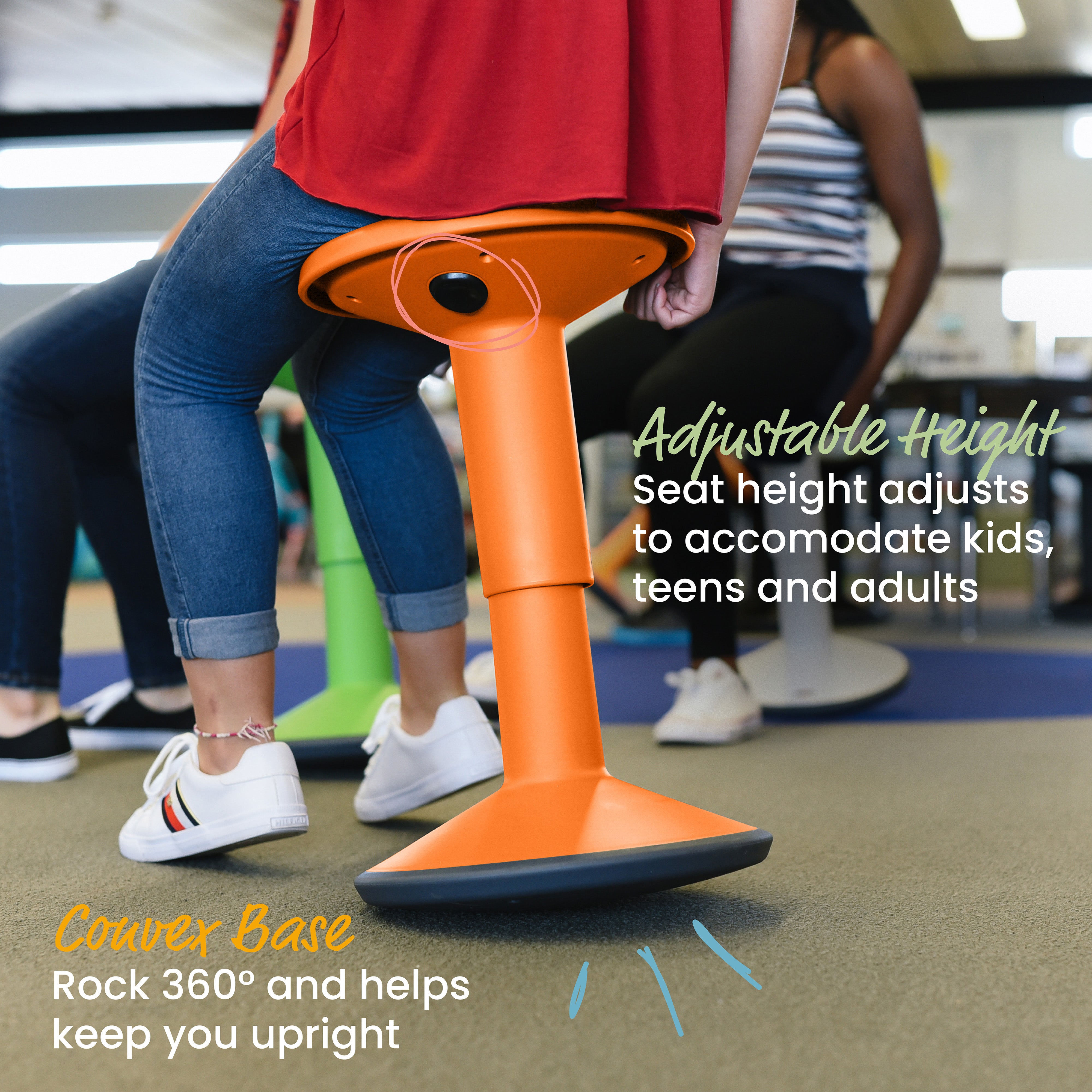 SitWell Wobble Stool, Adjustable Height