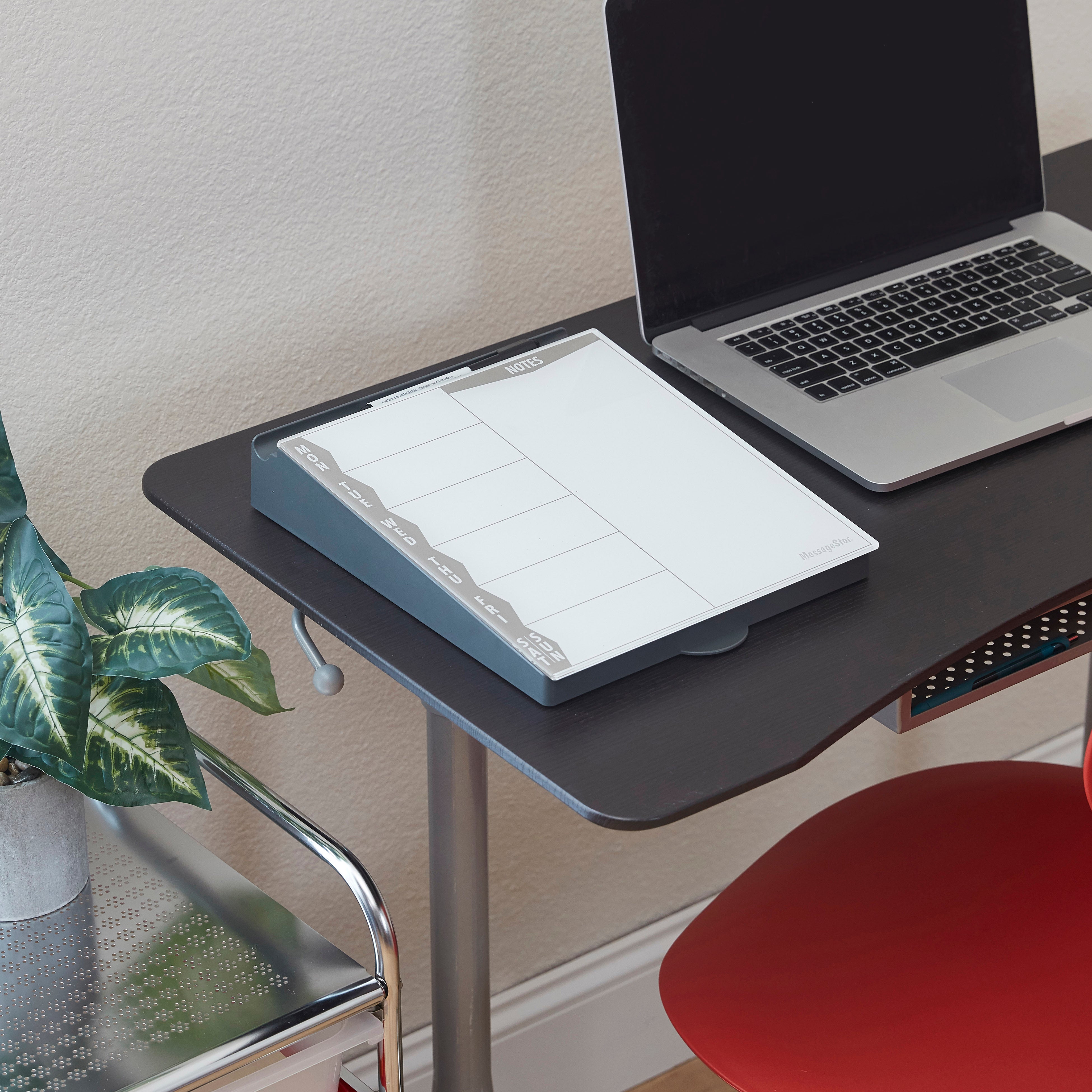 MessageStor Dry-Erase Glass Board Memo Station