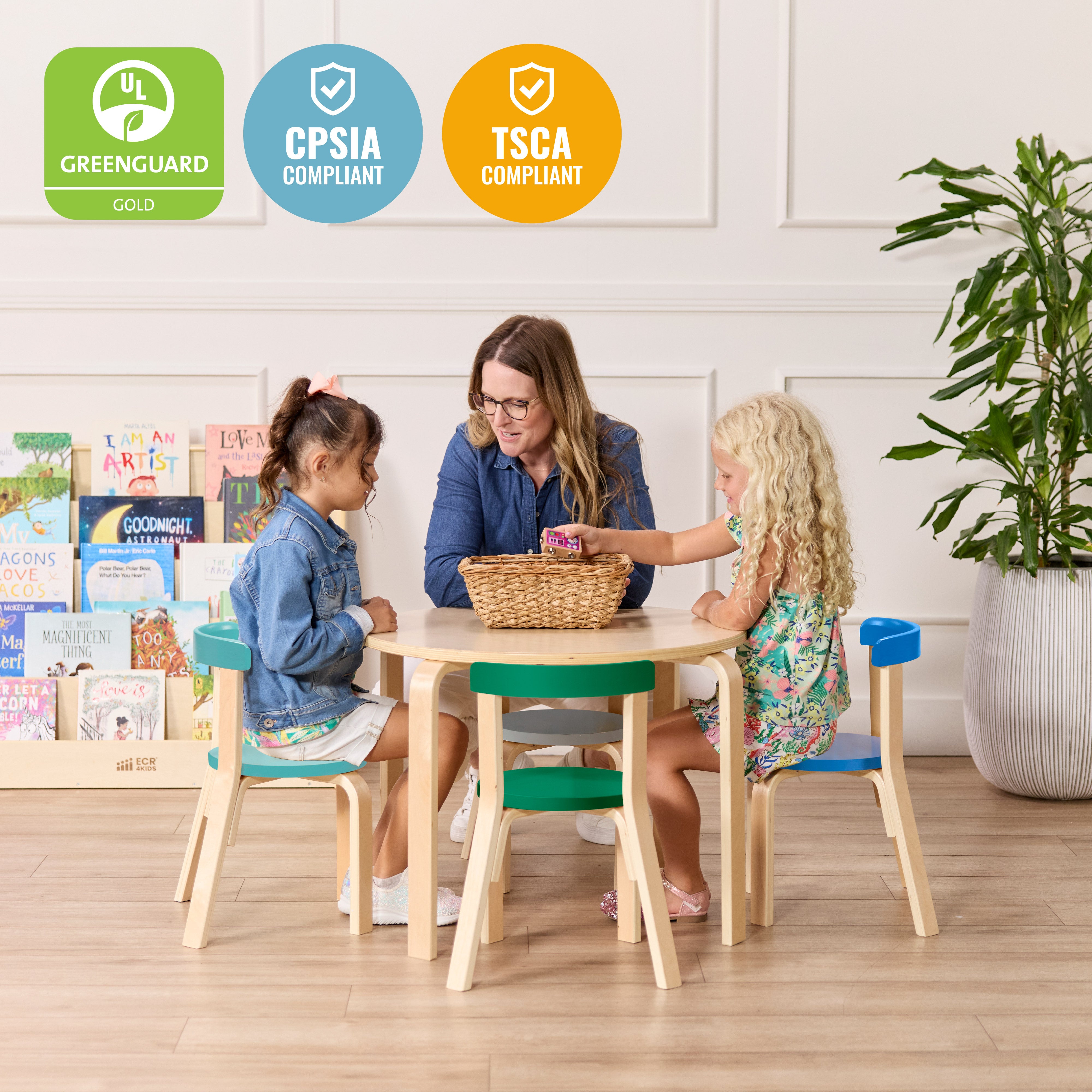 Bentwood Table and Curved Back Chair Set, 5-Piece